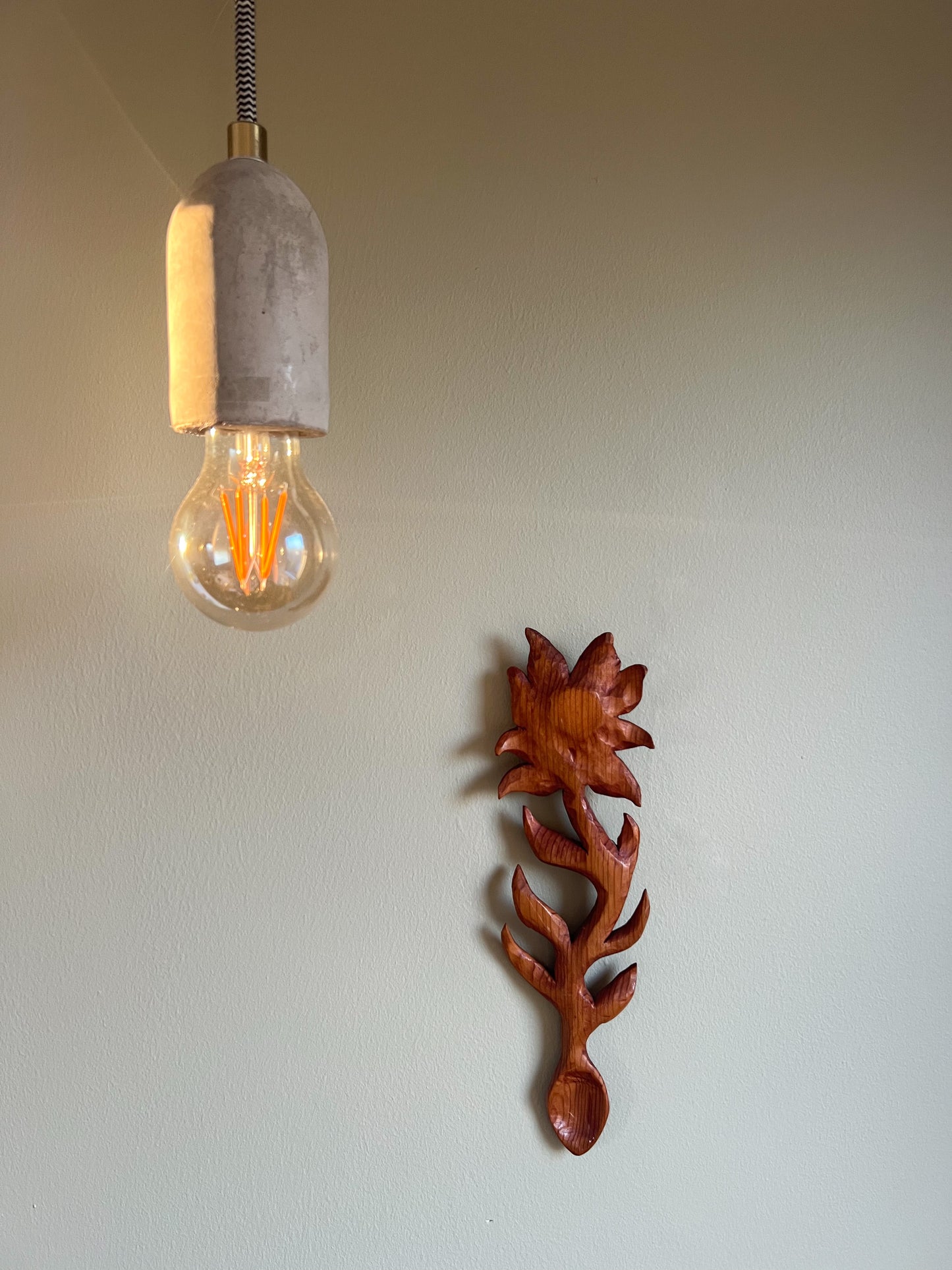 Hand-Carved Sun Flower Love Spoon