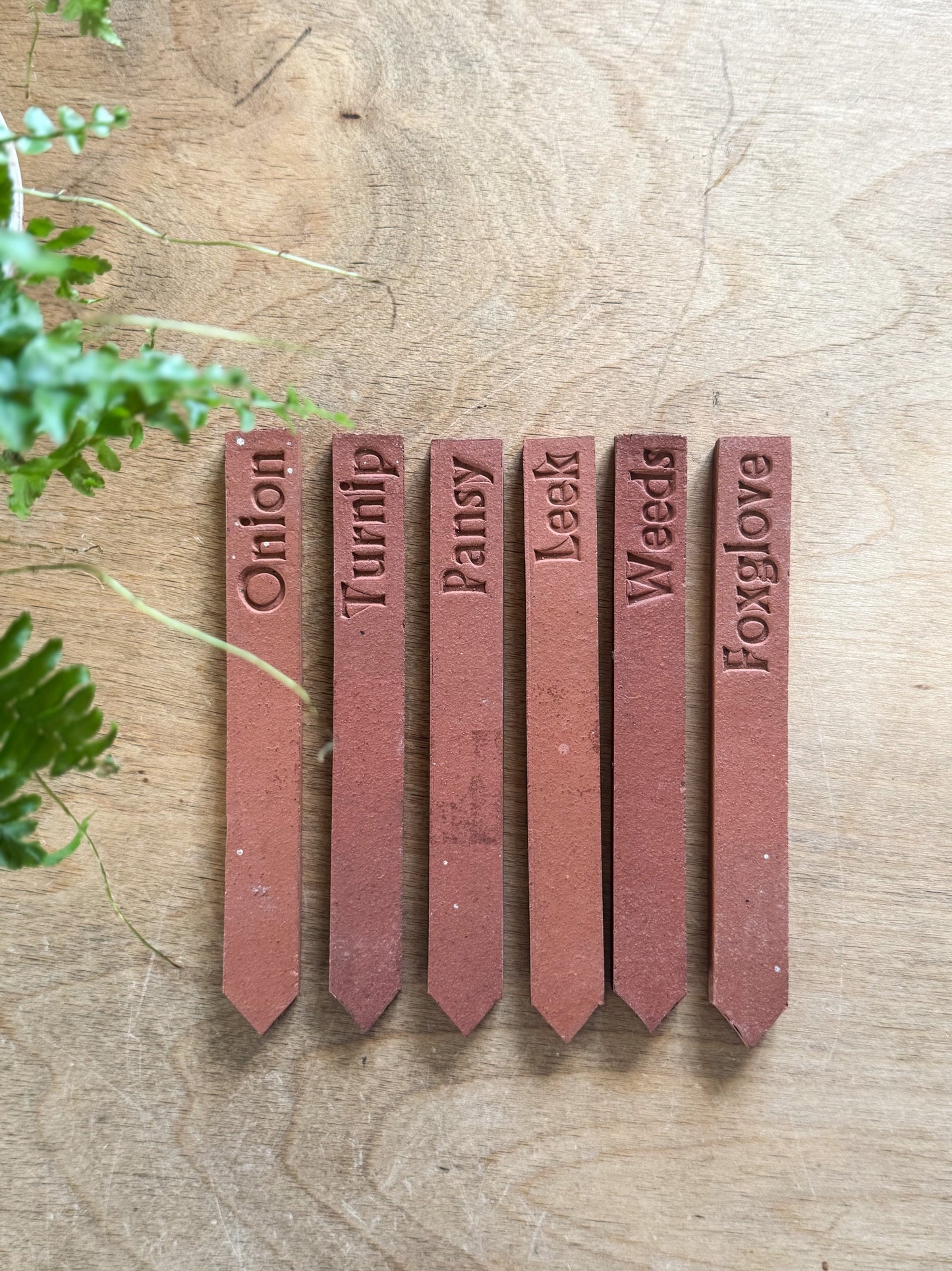 Vintage Handmade Terracotta Garden Markers – Set of 6