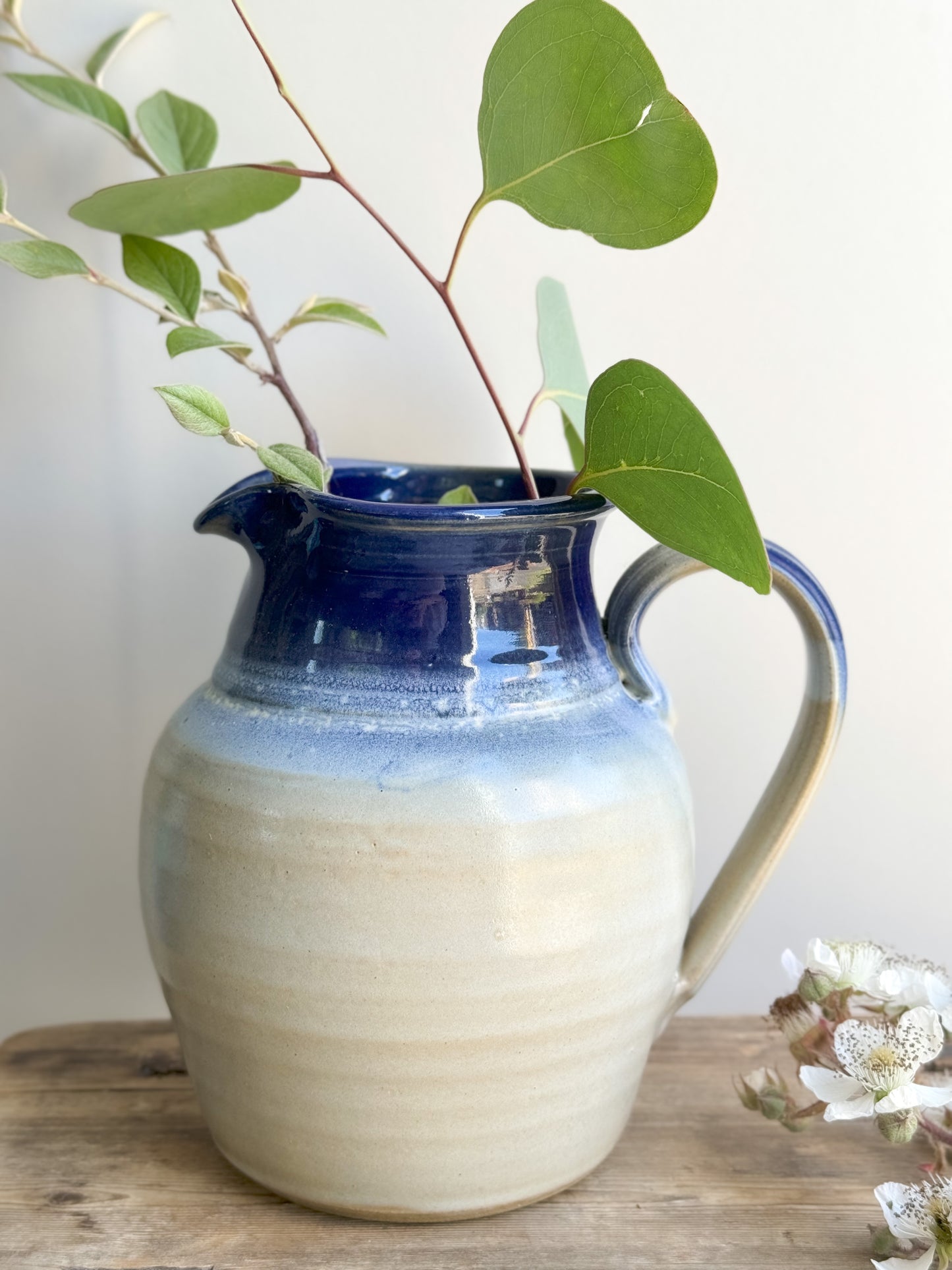 Large Blue Tone Glazed Stoneware Jug