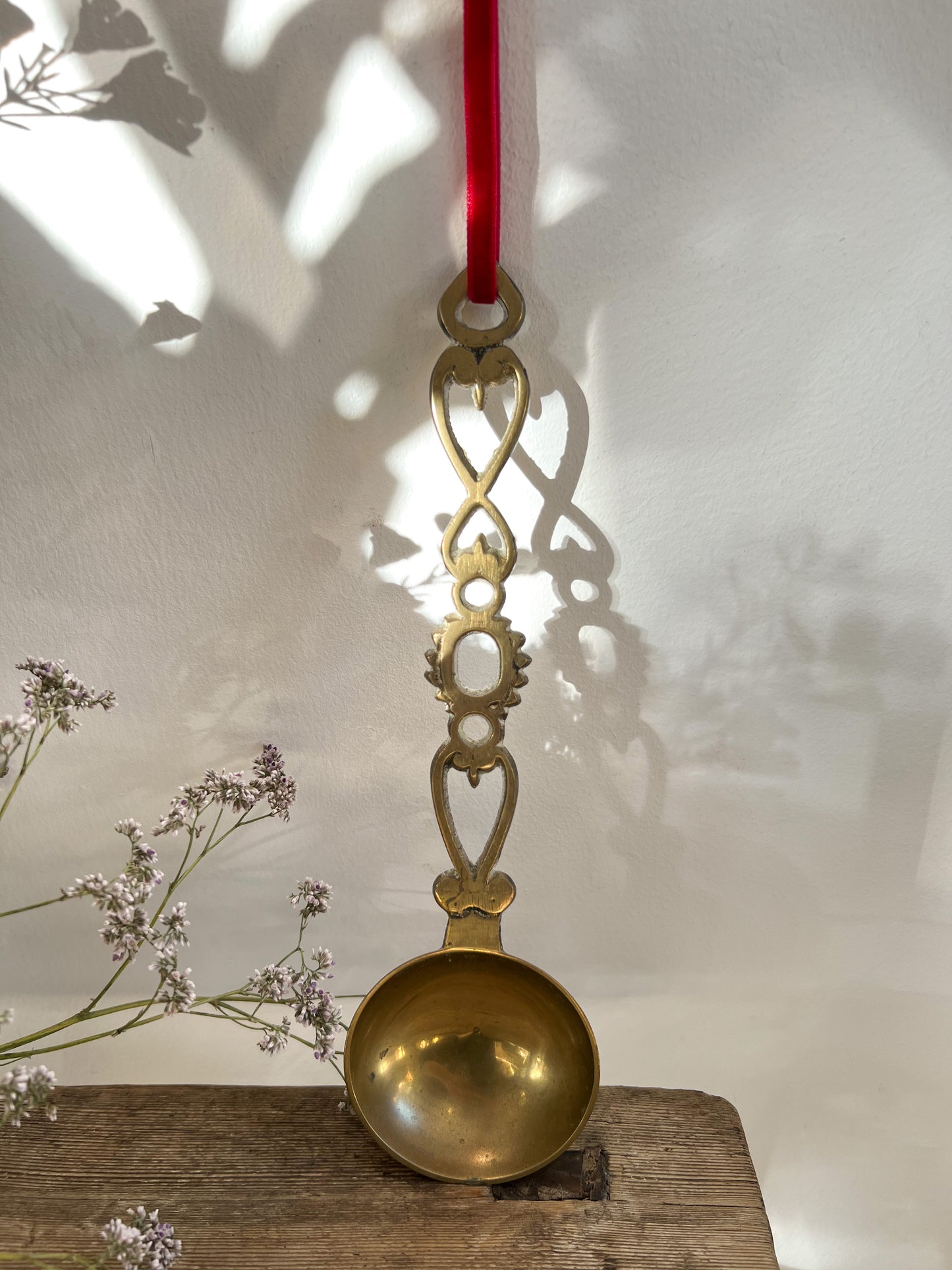 Vintage Welsh Brass Love Spoon (Large)