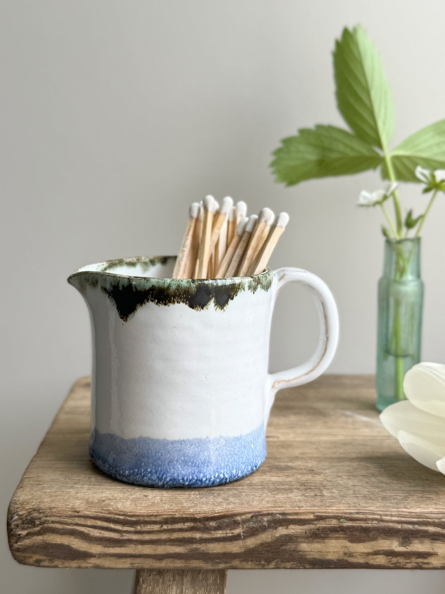 Studio Pottery Two Tone Drip Glaze Creamer