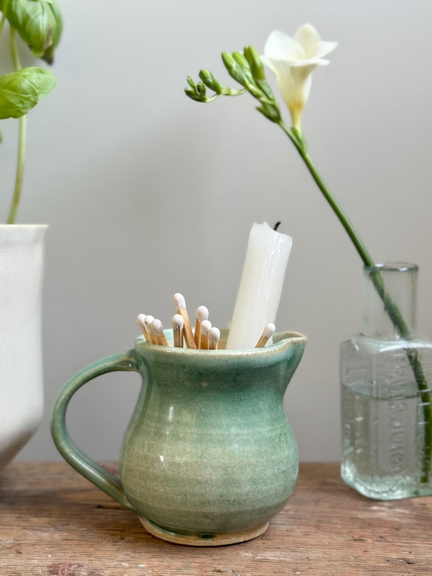 Studio Pottery Green Drip Glaze Creamer