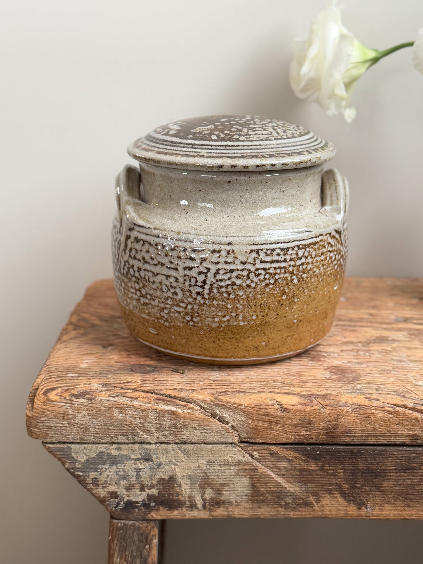 Rare Vintage 1980s Welsh Studio Pottery Lidded Pot by Vicky Buxton, Conway, North Wales