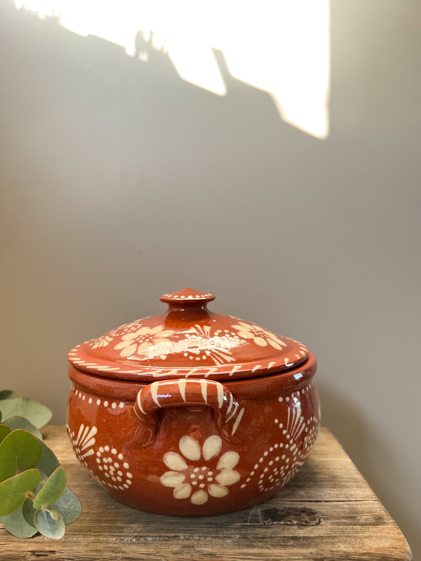 Portuguese Cevalfer Floral Slipware Crock Pot