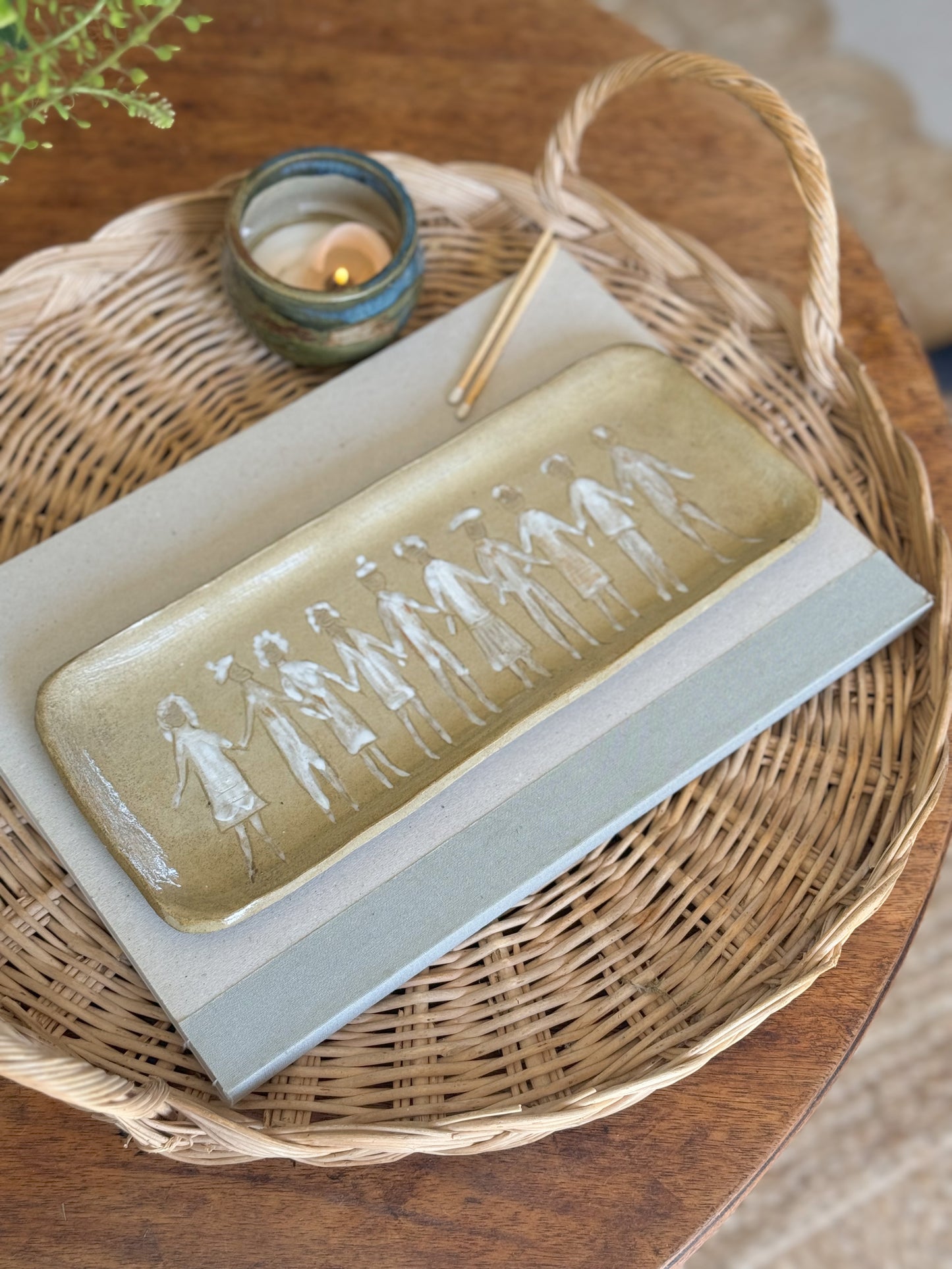 Studio Pottery Folk Art Tray