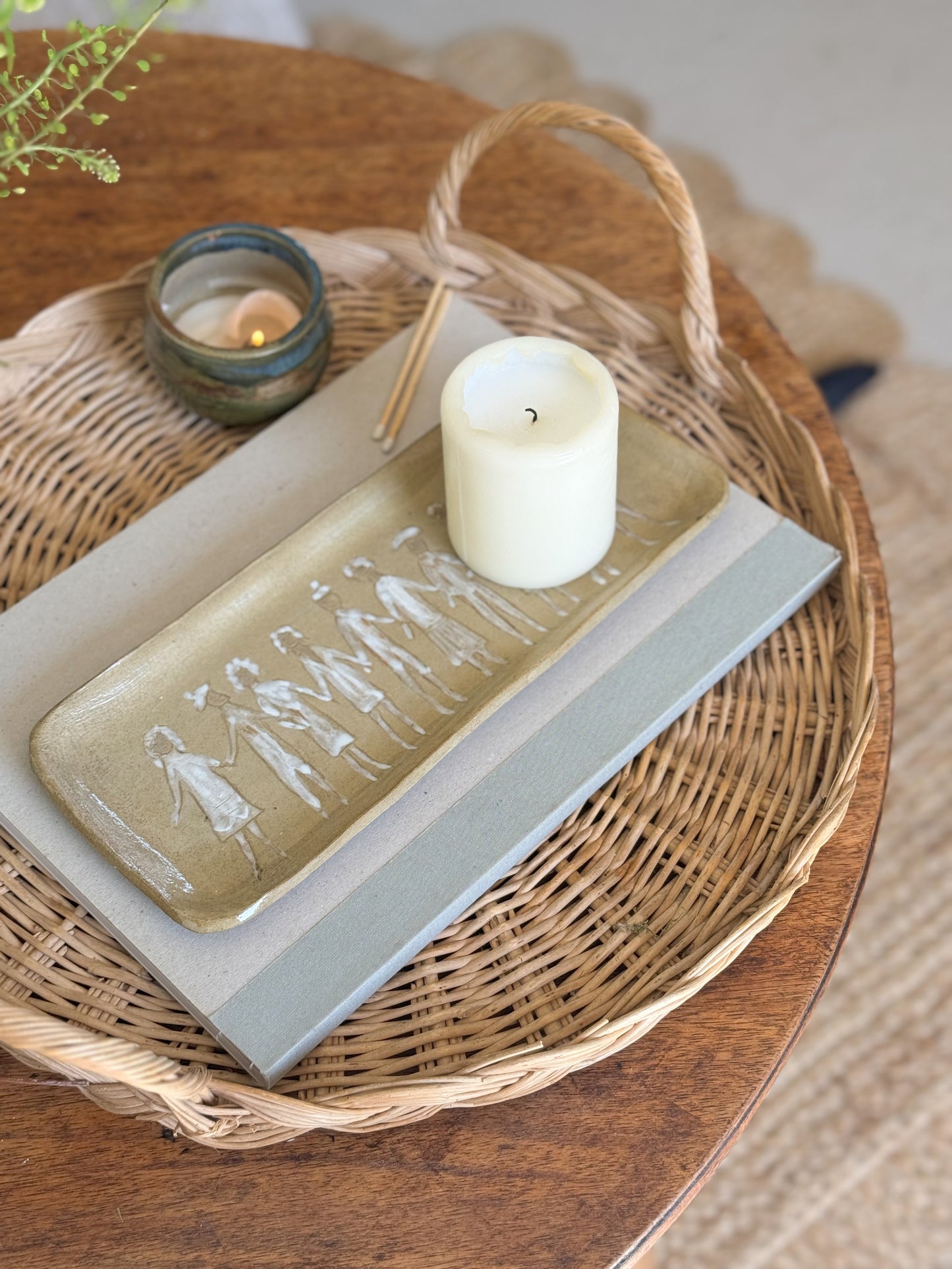 Studio Pottery Folk Art Tray