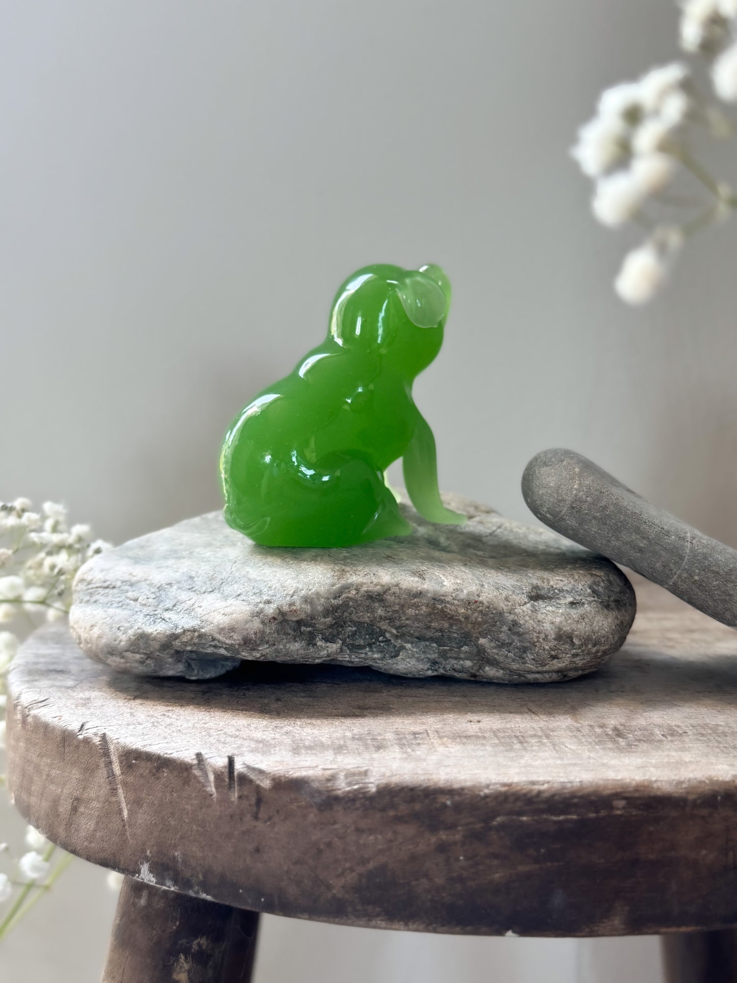 Vintage Hand-Carved Aventurine Pig Sculpture