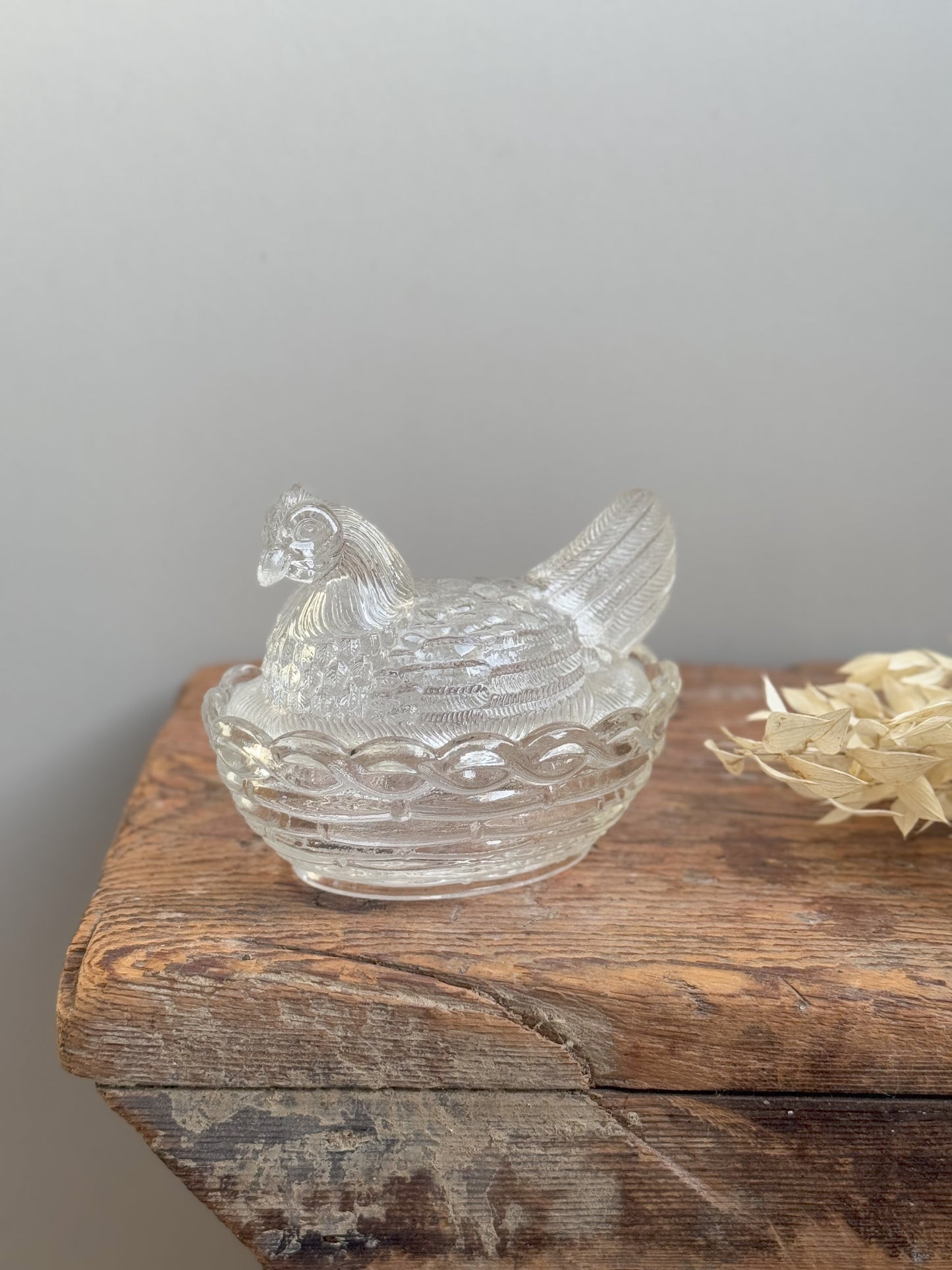Vintage 1930s Glass Hen Salt Cellar