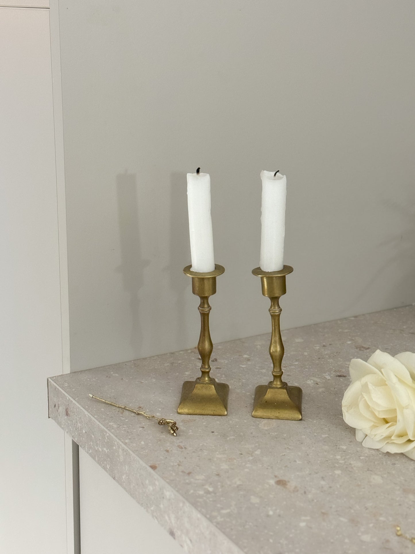 Small Vintage Brass Candlestick Pair