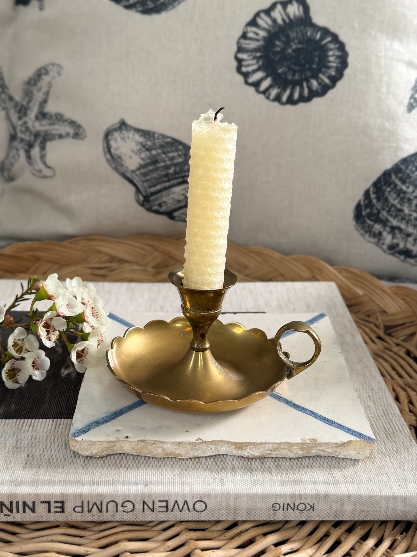 Vintage Solid Brass Scalloped Chamberstick