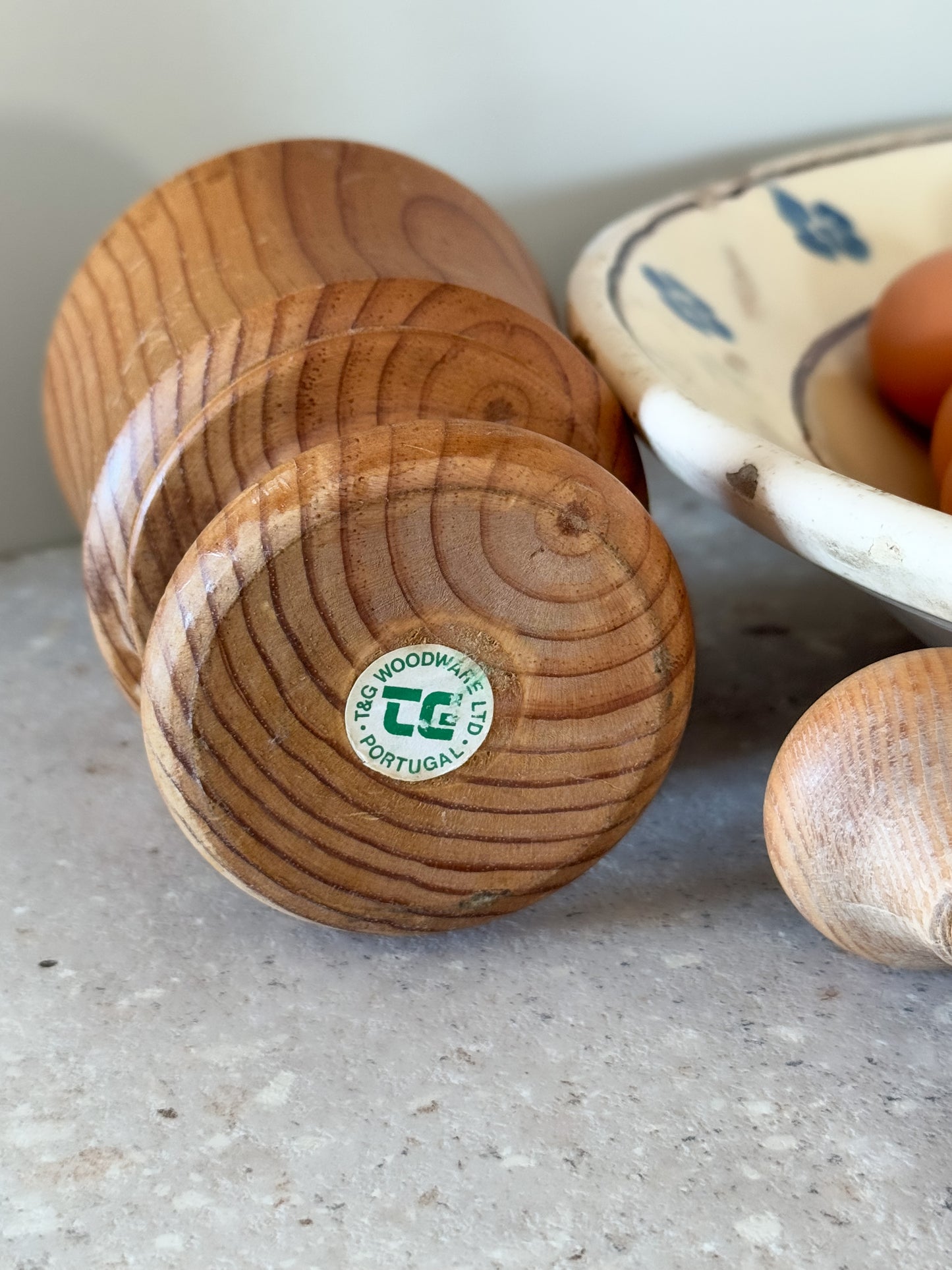 Vintage Portuguese Pine Pestle & Mortar