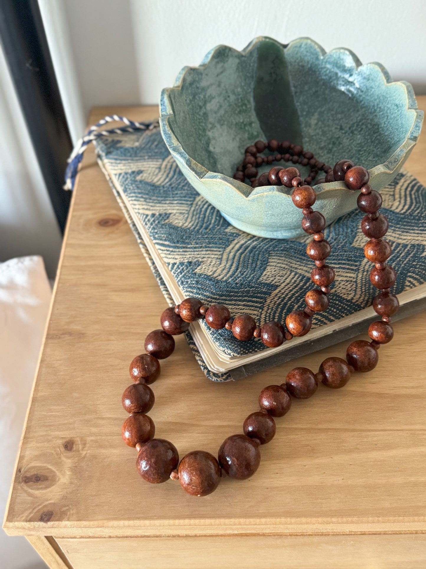 Vintage Handmade Wooden Bead Necklace