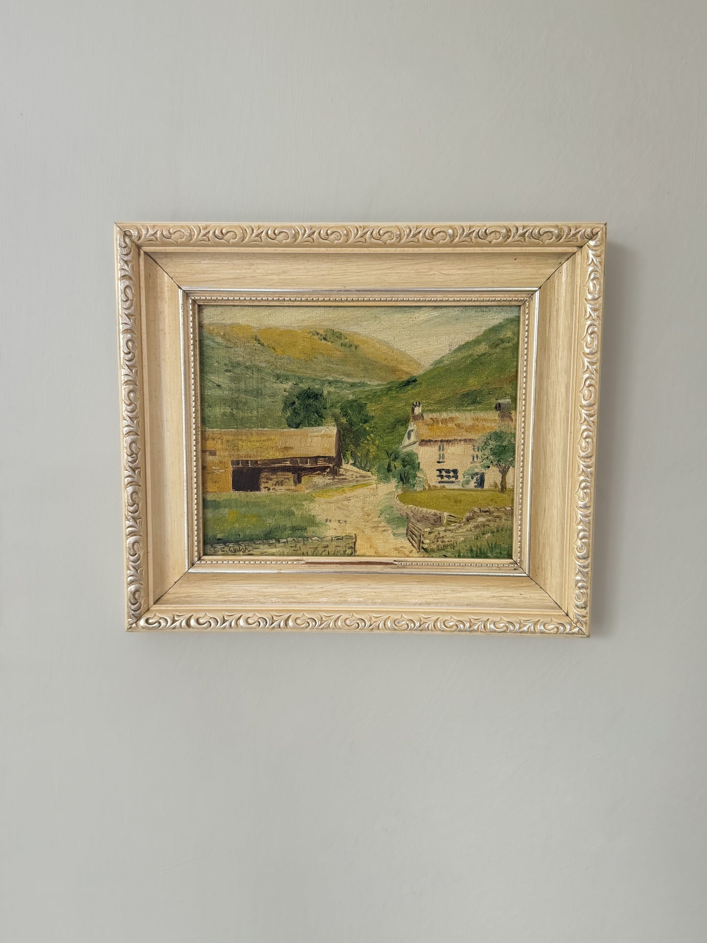 Vintage Original Framed ‘Yew Tree Cottage’ Oil Painting by Geoffrey C. Walsh