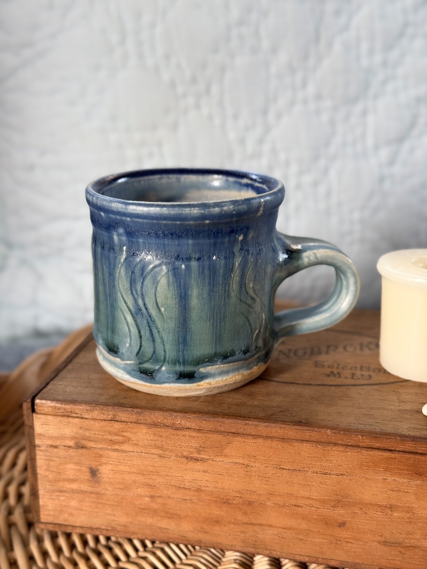 Vintage Studio Pottery Mug – Blue & Green Glaze