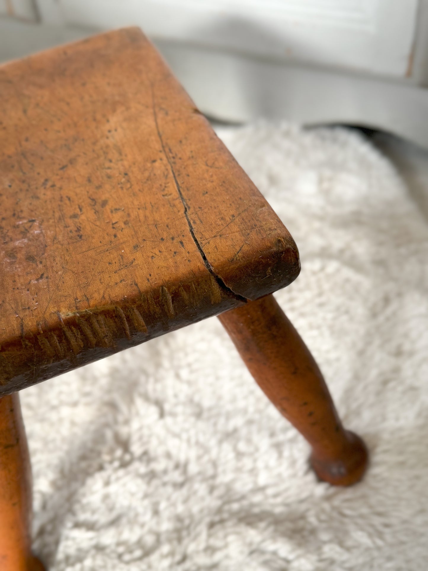 Antique Waxed Pine Milking Stool