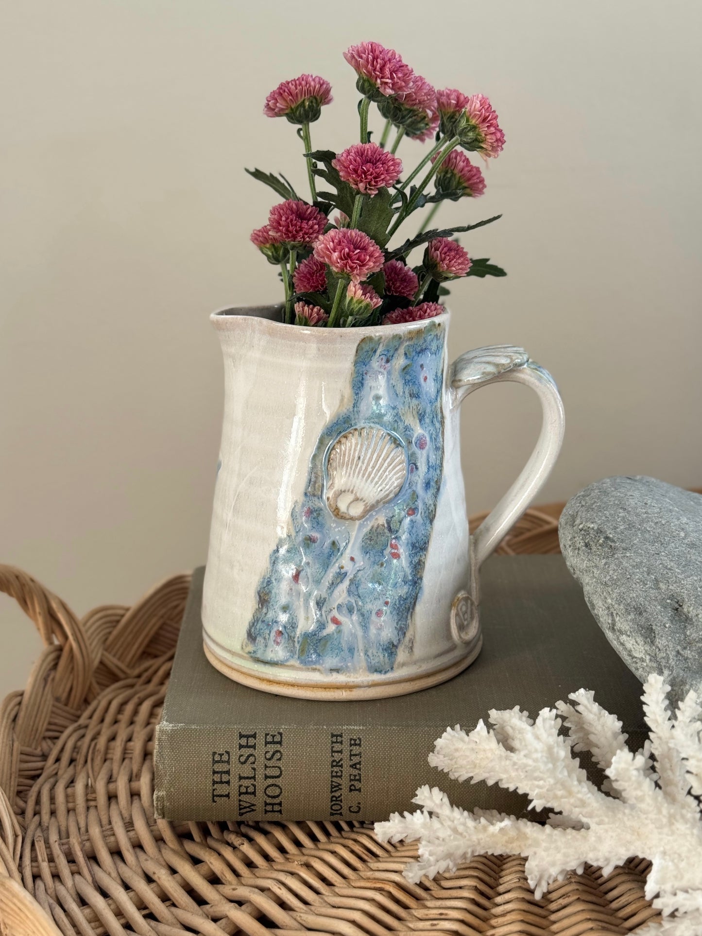 Vintage Studio Pottery Seashell Creamer Jug by Brenda Wright, York
