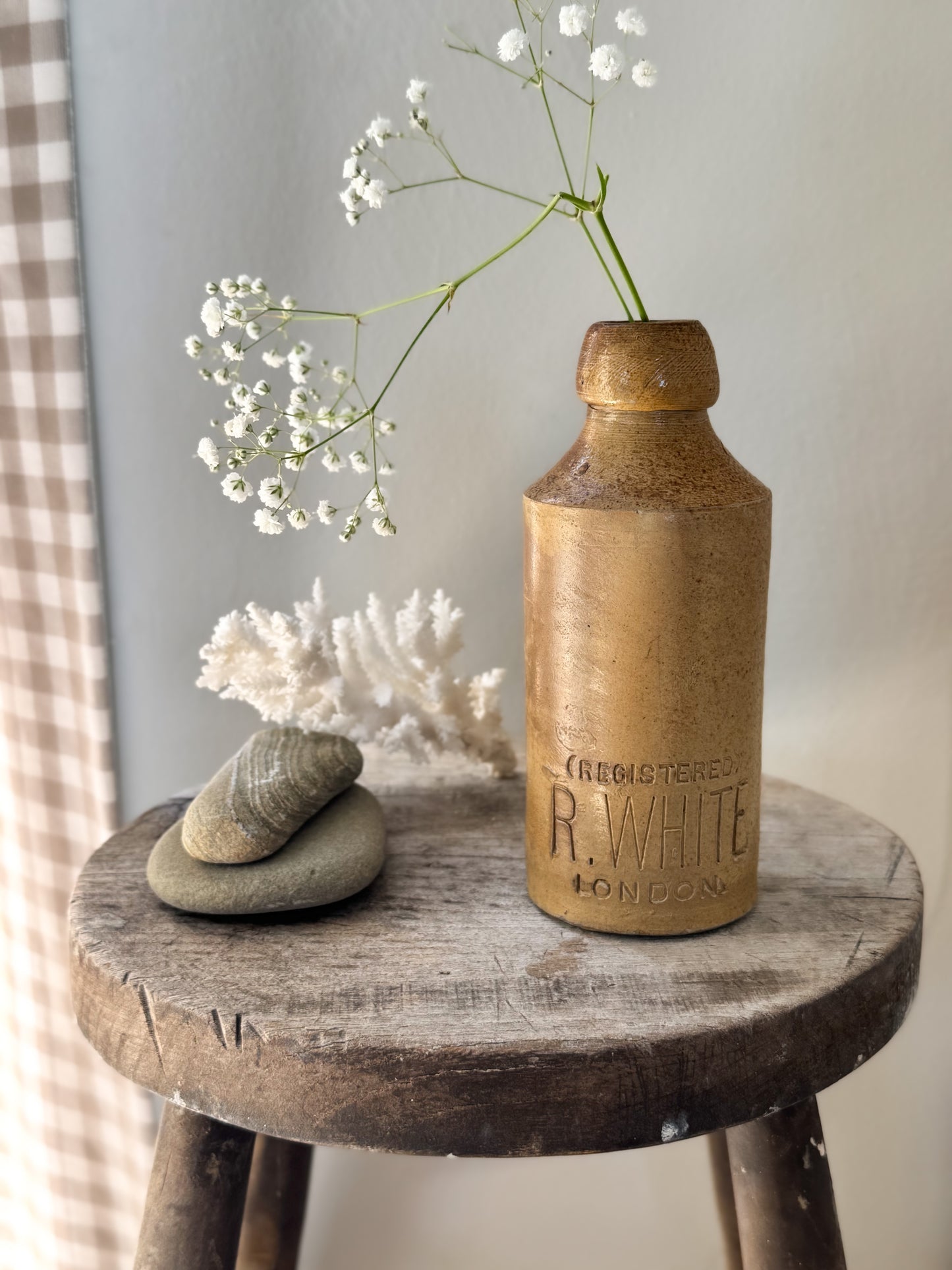 Antique Stoneware Ginger Beer Bottle, R. White, London