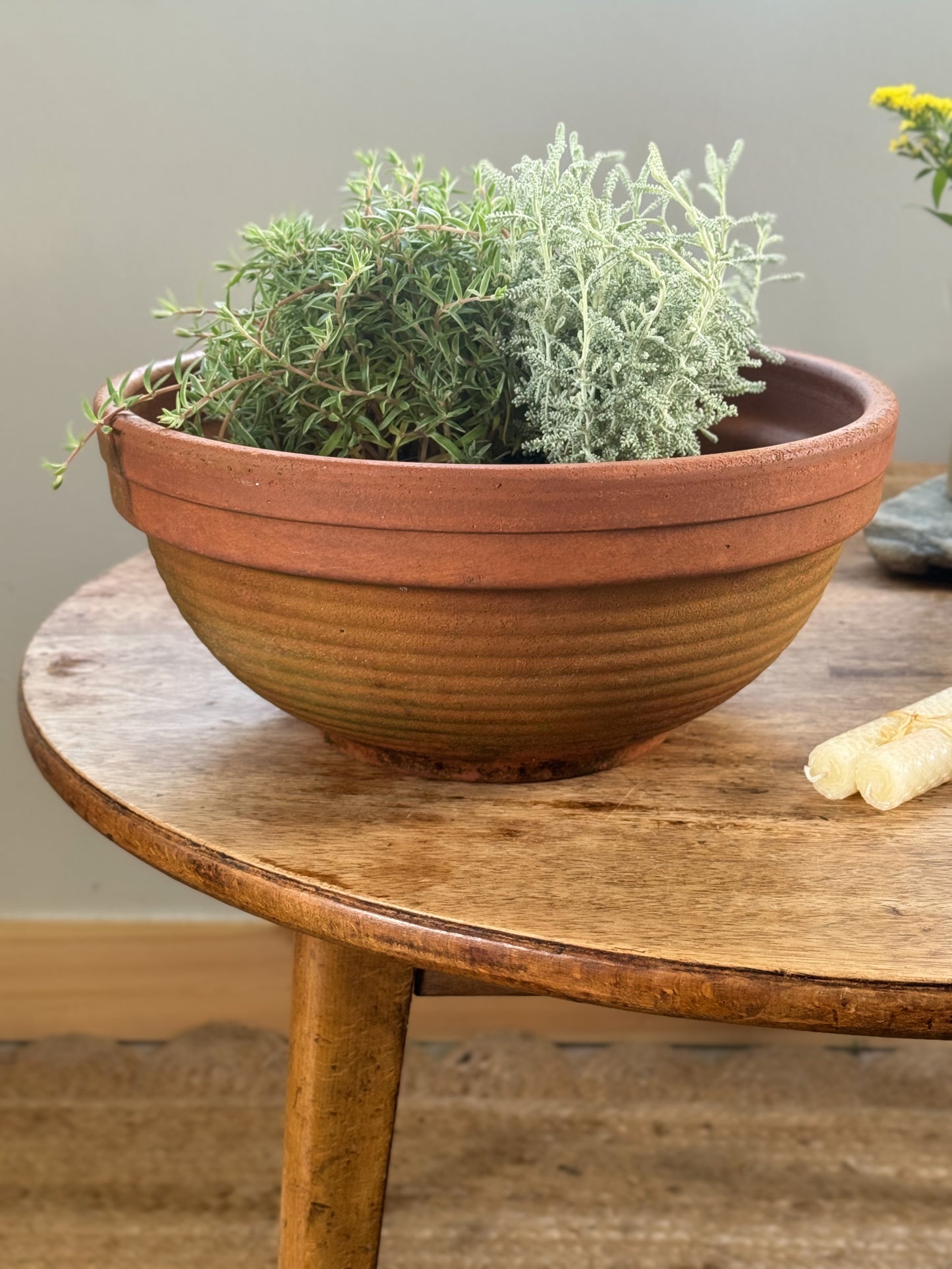 Vintage Large Italian Ribbed Terracotta Planter (Bulb Bowl)