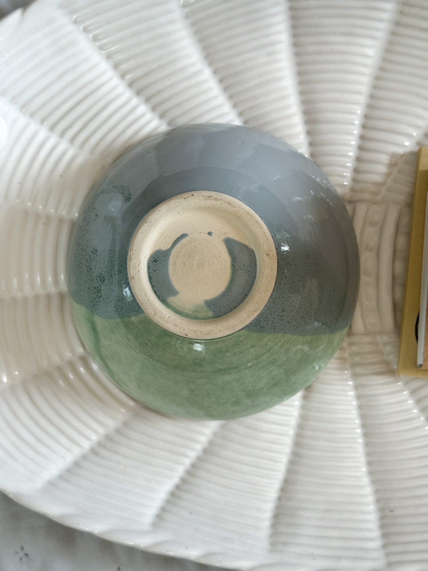 Vintage Studio Pottery Blue & Green Abstract Painterly Bowl