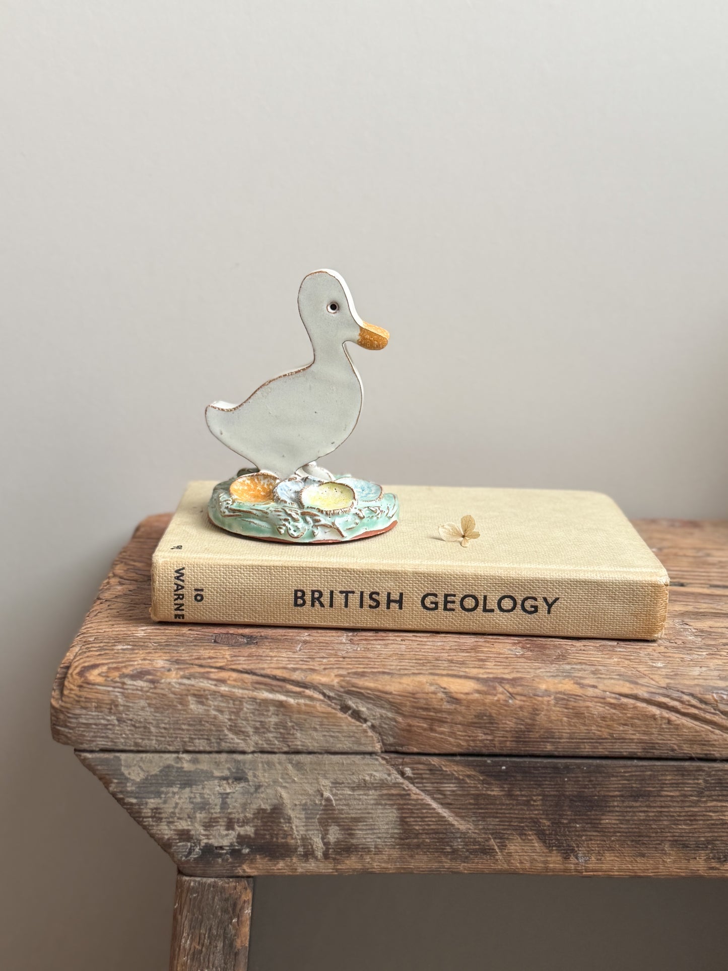 Unique Studio Pottery Slipware Duck Sculpture by Tim Taylor