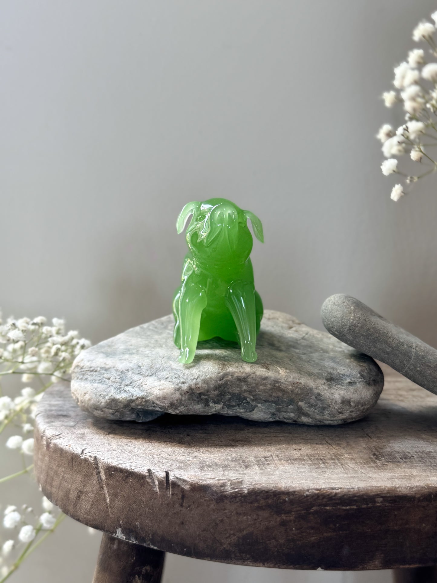 Vintage Hand-Carved Aventurine Pig Sculpture