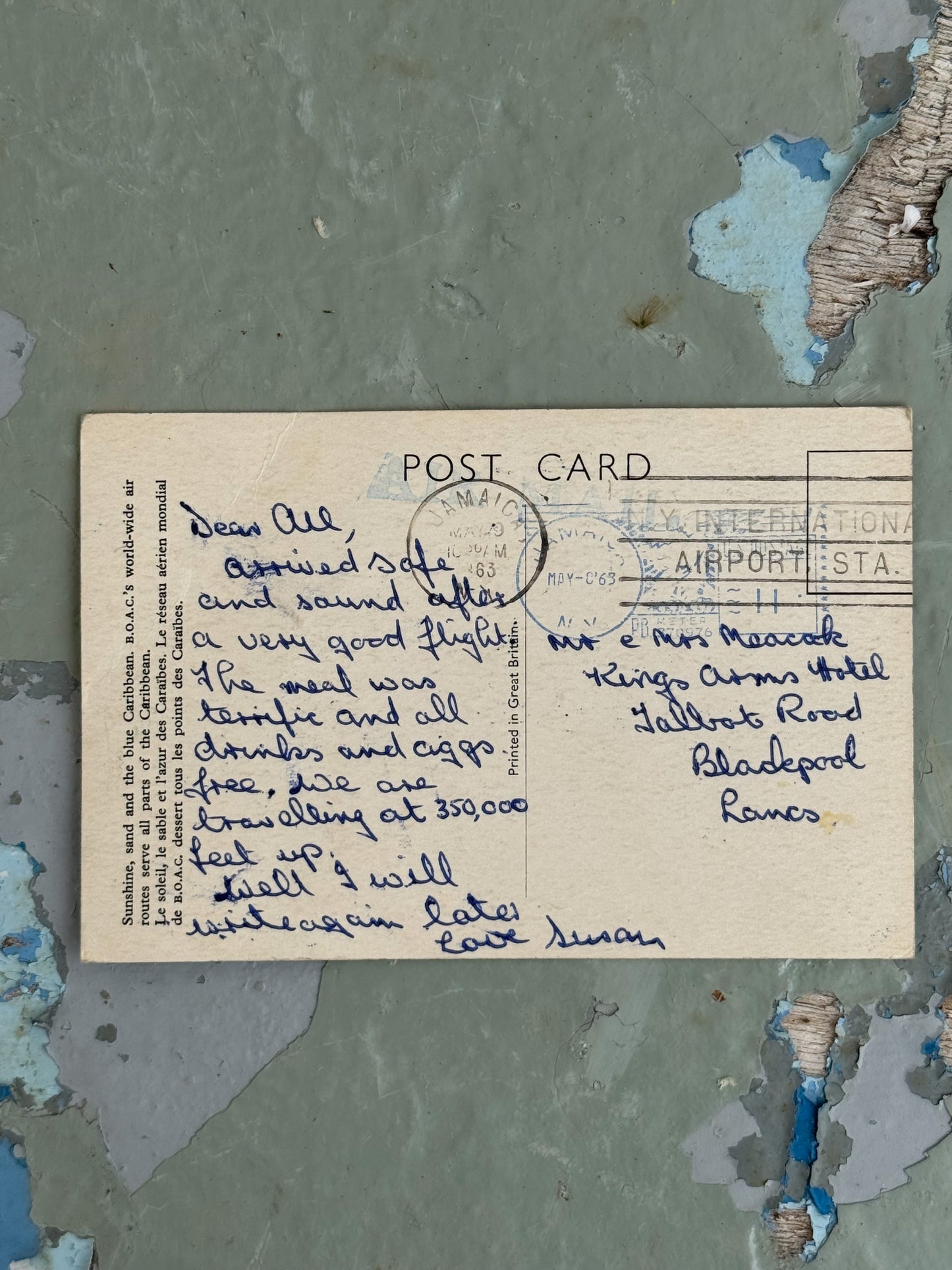 Vintage Postcard from Jamaica, Mailed 1963