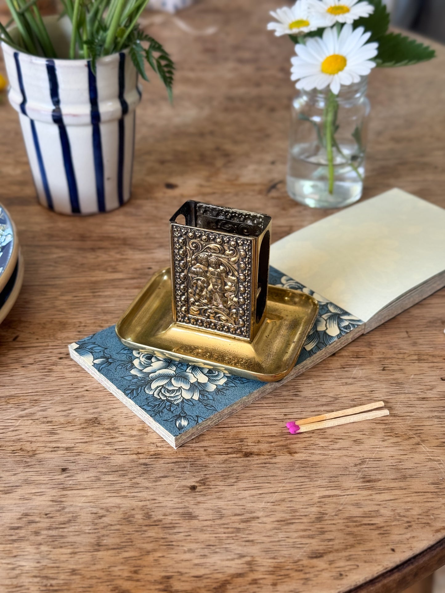 Mid-Century German Brass Match Holder & Tray by Gevers & Lyrus