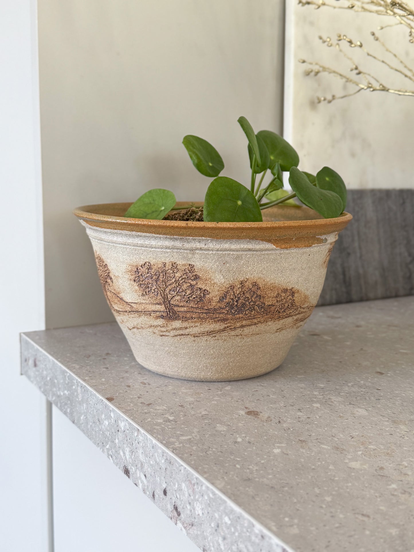 Vintage Welsh Large Studio Pottery Planter Bowl by S.A Lund, Bryn-Y-Groes Crafts