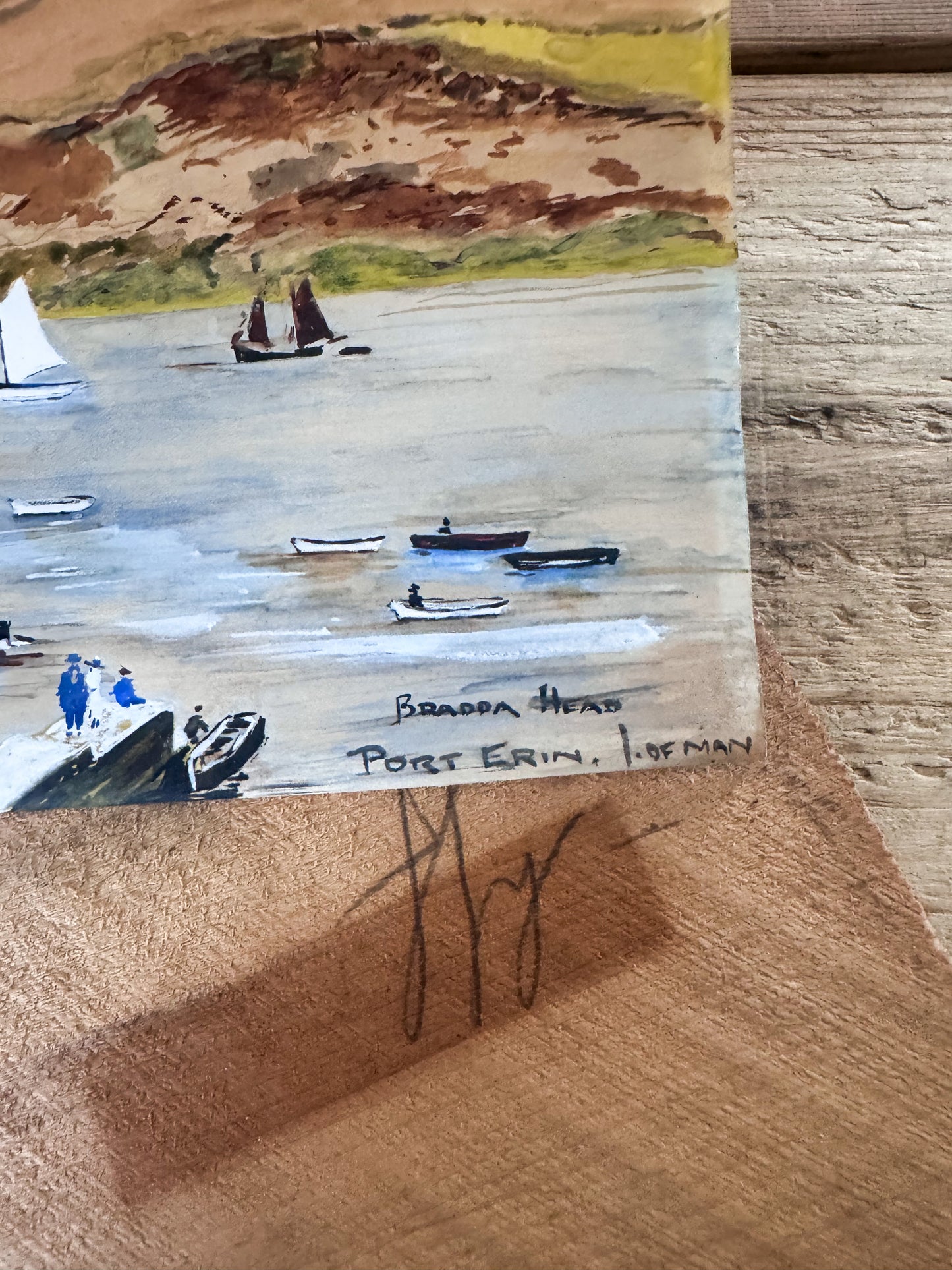 Antique 1927 Original Watercolour Painting of Bradda Head, Isle of Man
