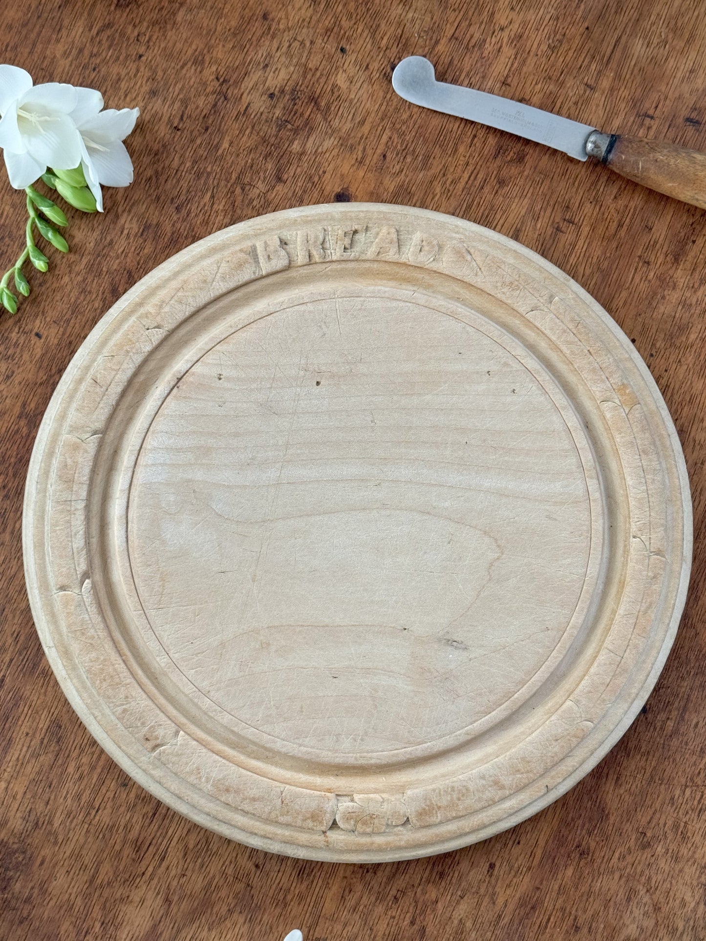 Antique Hand-Carved Sycamore Bread Board