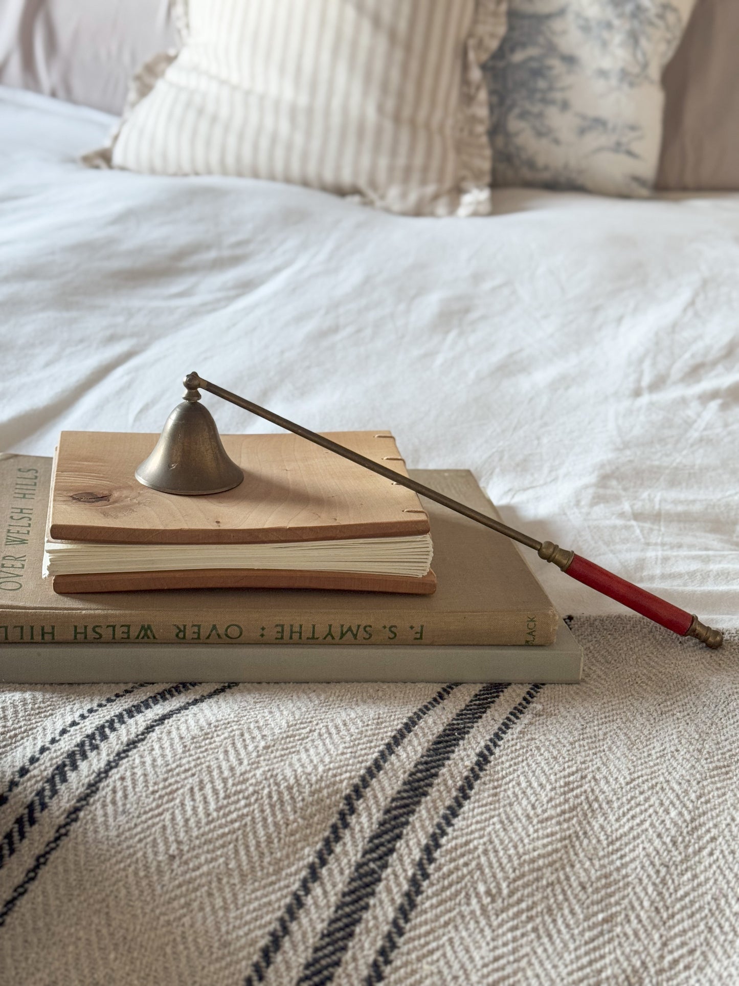 Vintage Brass Candle Snuffer with Wooden Handle