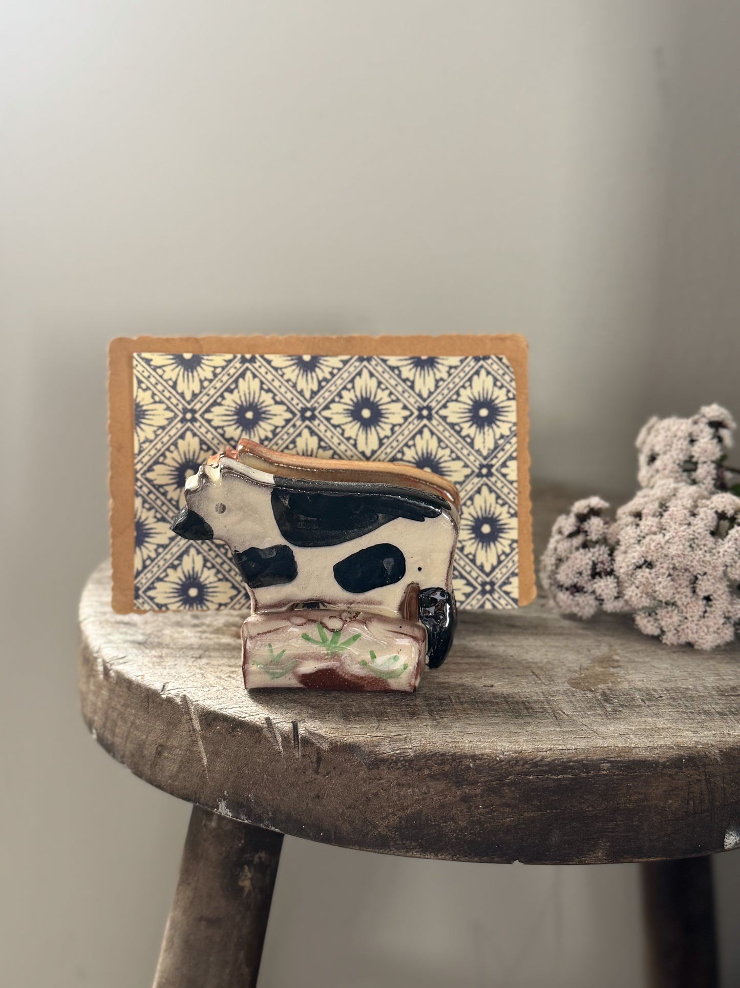 Studio Pottery Slipware ‘Cows’ Letter Rack by Heather Swain, Cornwall