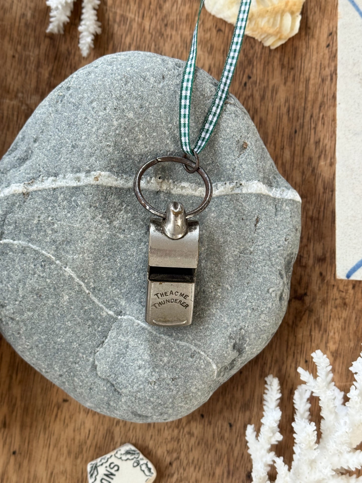 Vintage ‘The Acme Thunderer’ Whistle with Gingham Ribbon