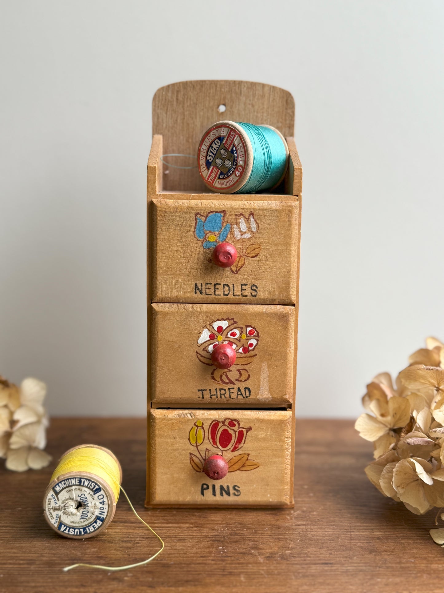 Miniature Folk Art Sewing Drawers