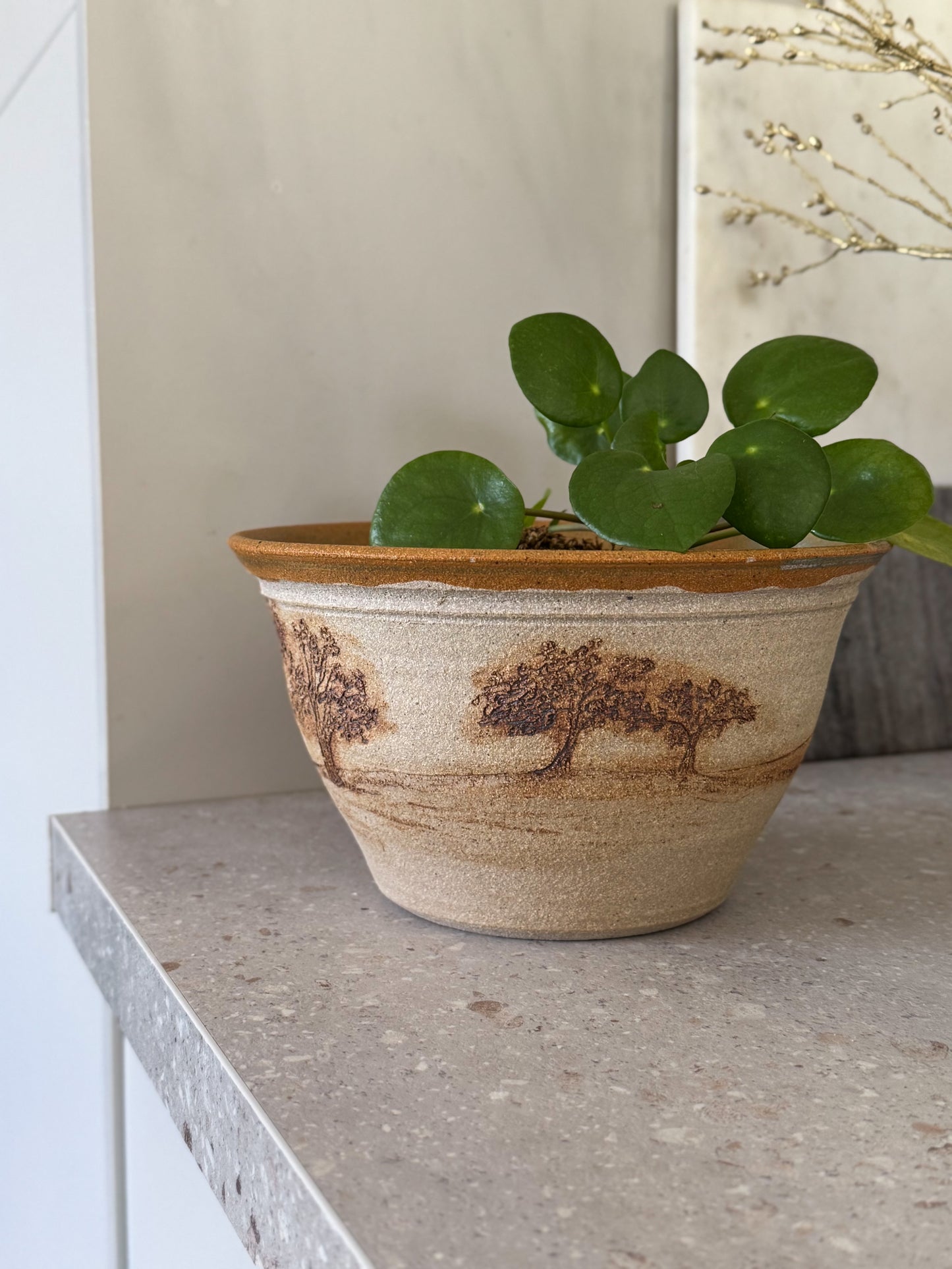 Vintage Welsh Large Studio Pottery Planter Bowl by S.A Lund, Bryn-Y-Groes Crafts