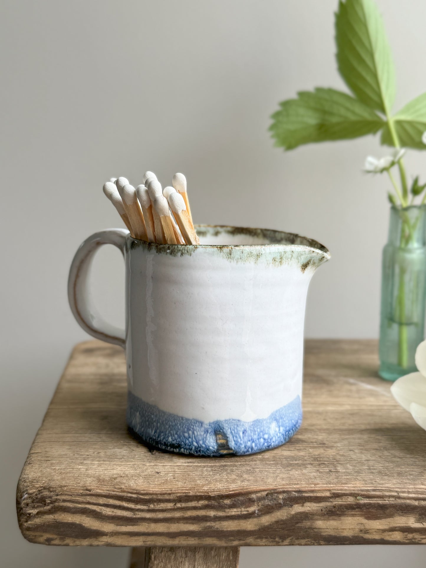 Studio Pottery Two Tone Drip Glaze Creamer