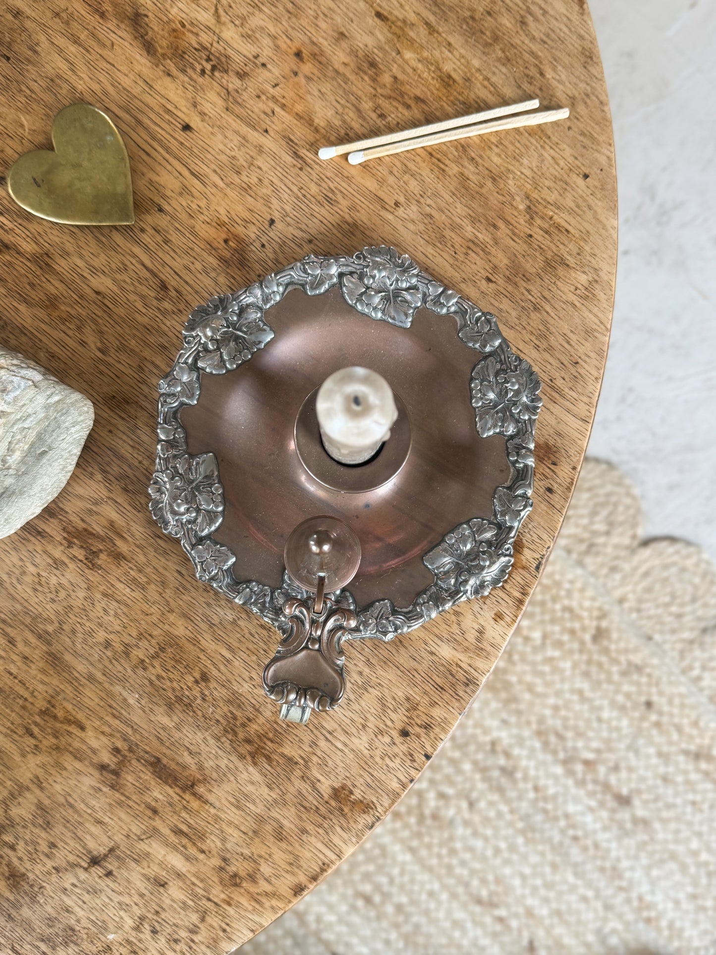 Antique Copper Chamberstick & Candle Snuffer