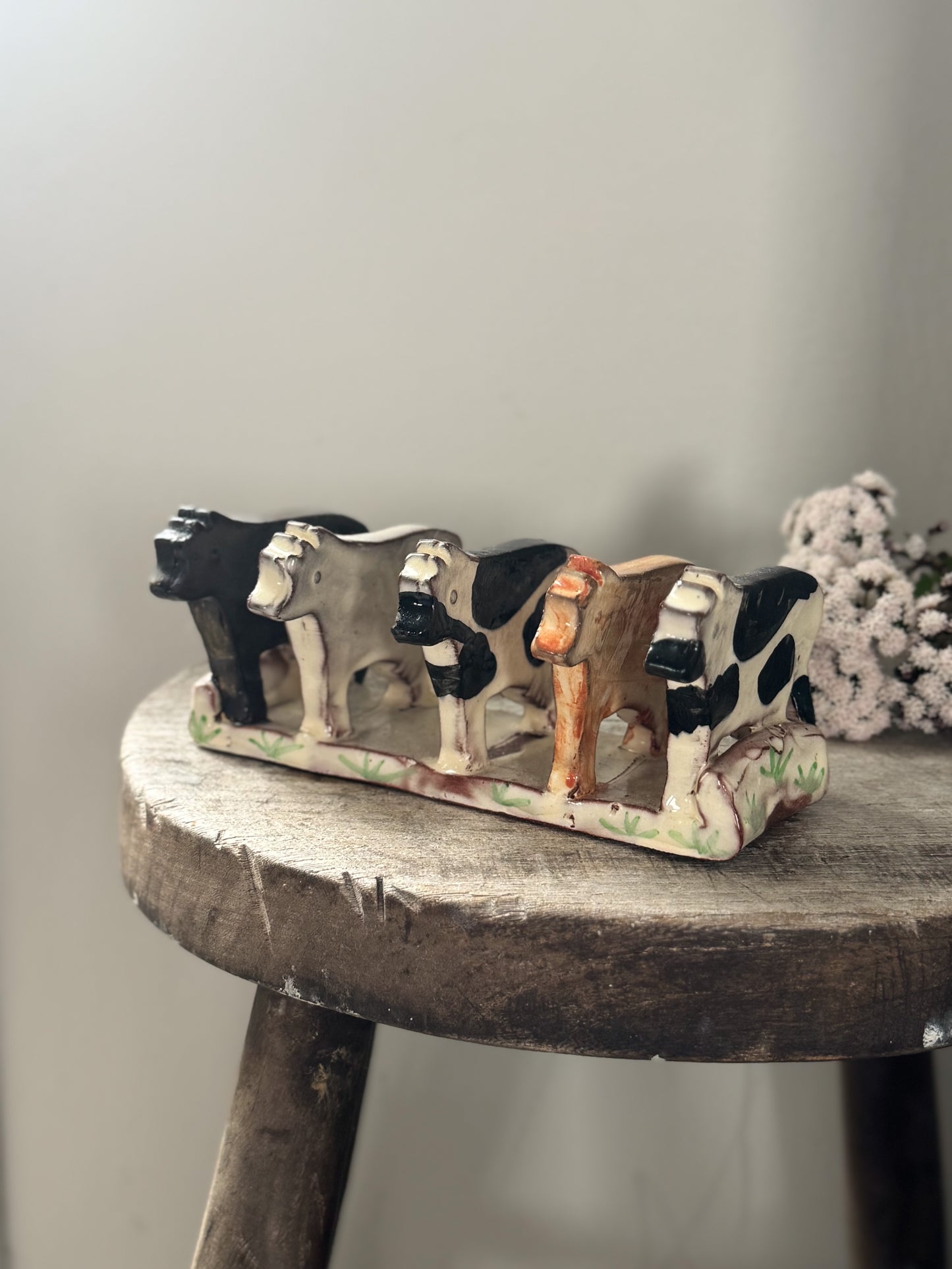 Studio Pottery Slipware ‘Cows’ Letter Rack by Heather Swain, Cornwall