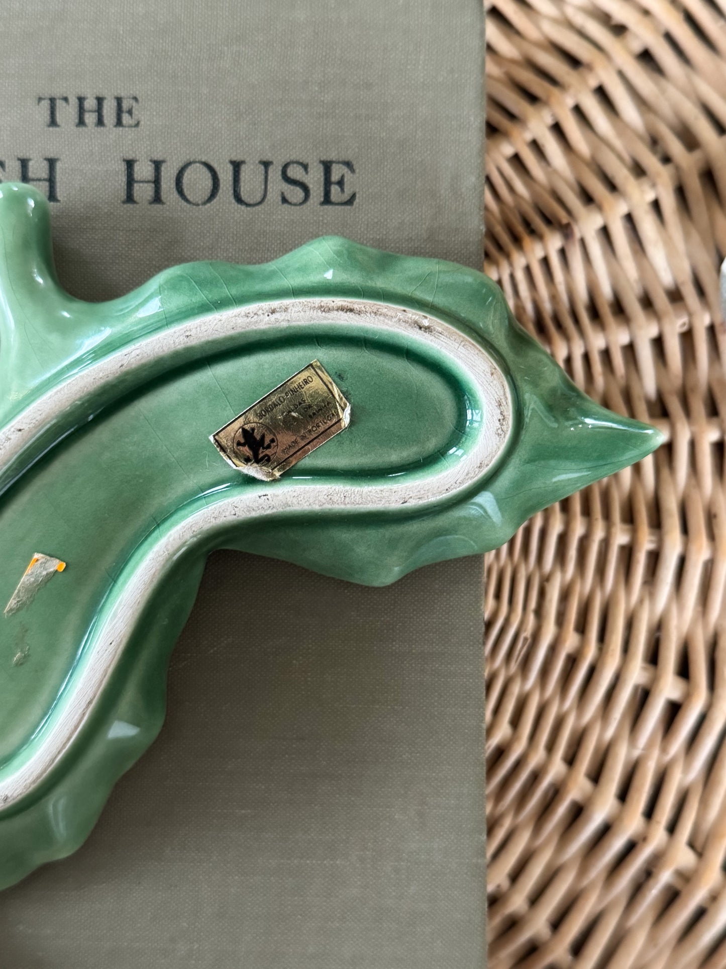 Vintage Portuguese Bordallo Pinheiro Holly Leaf Trinket Dish