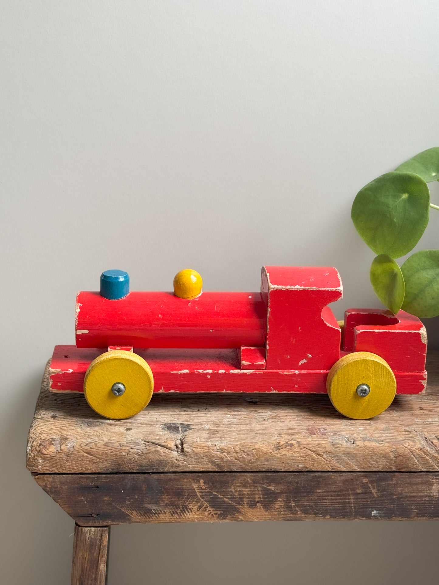 Vintage Handmade Wooden Pull Along Toy Train