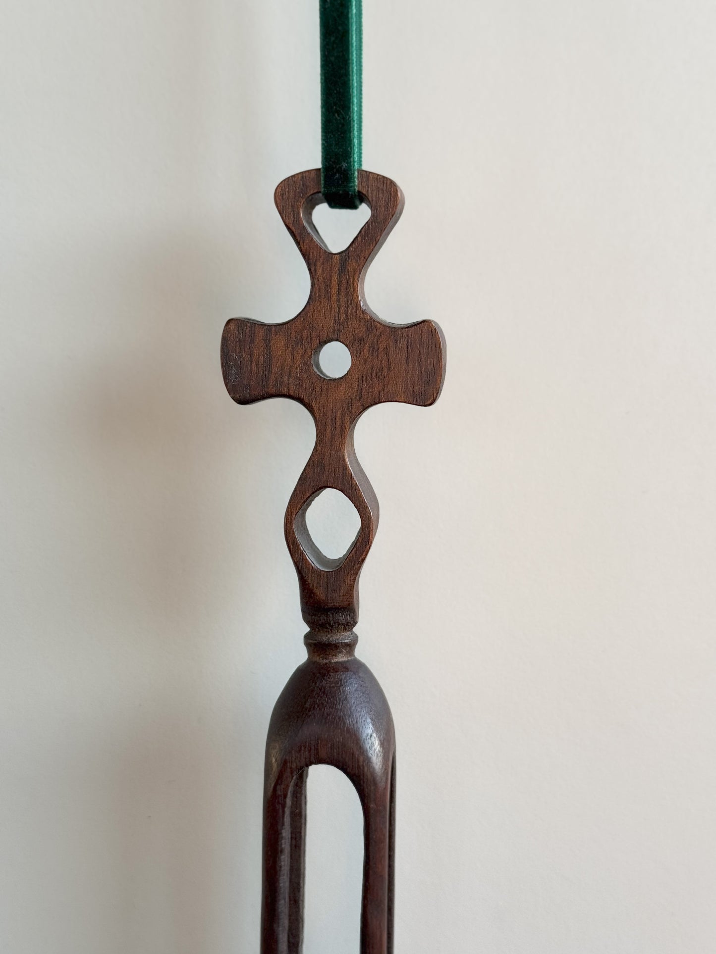 Vintage Hand-Carved Welsh Spoon • Celtic Cross