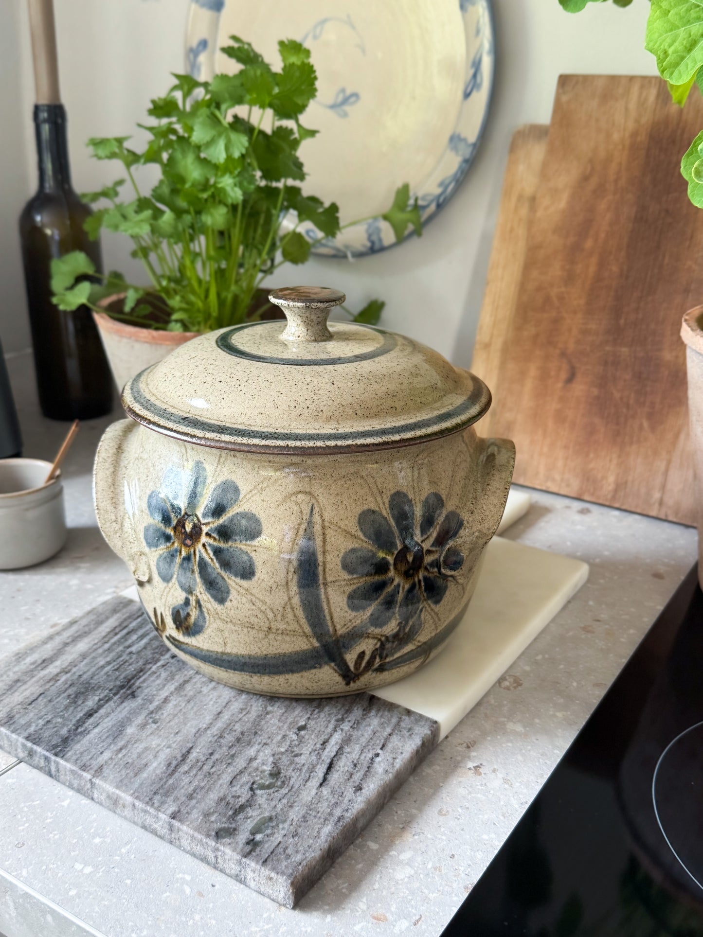 Large Hand-Thrown Studio Pottery Lidded Pot / Bread Bin