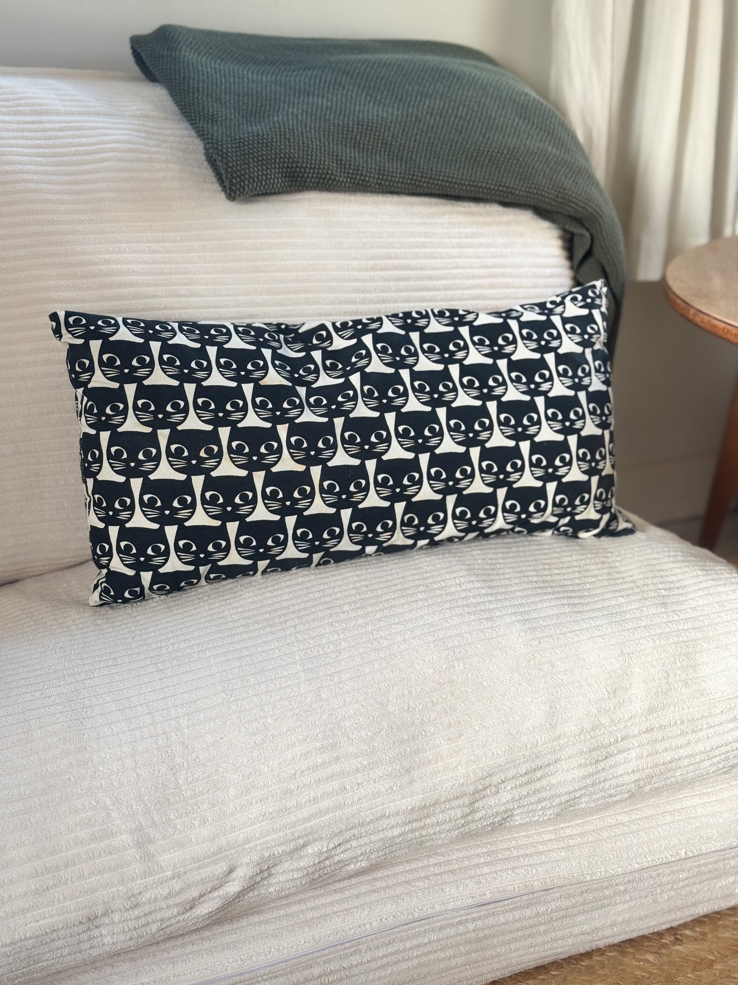 IKEA Black & White Cat Print Bolster Cushion (Discontinued)
