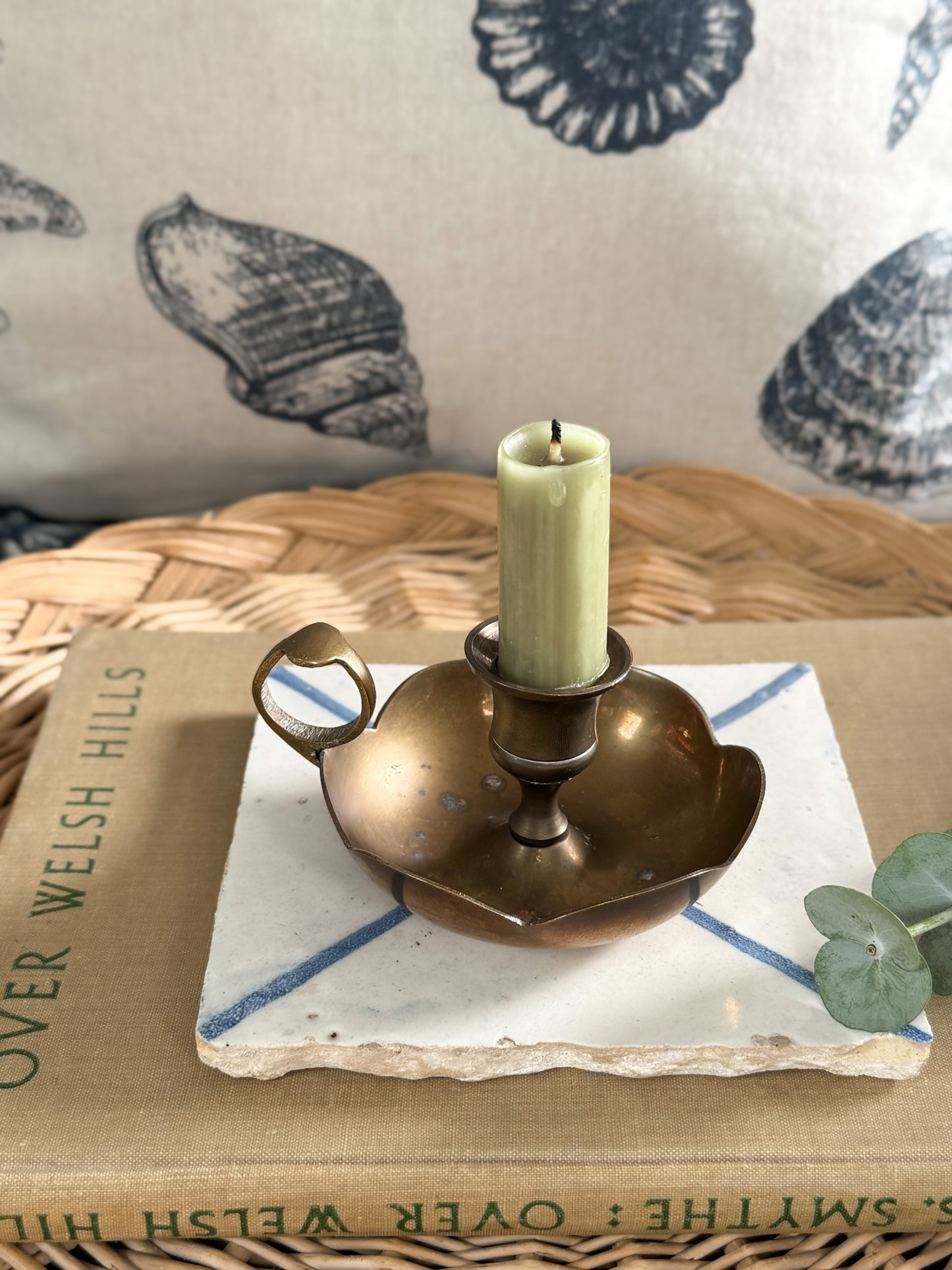 Vintage Solid Brass Scalloped Chamberstick