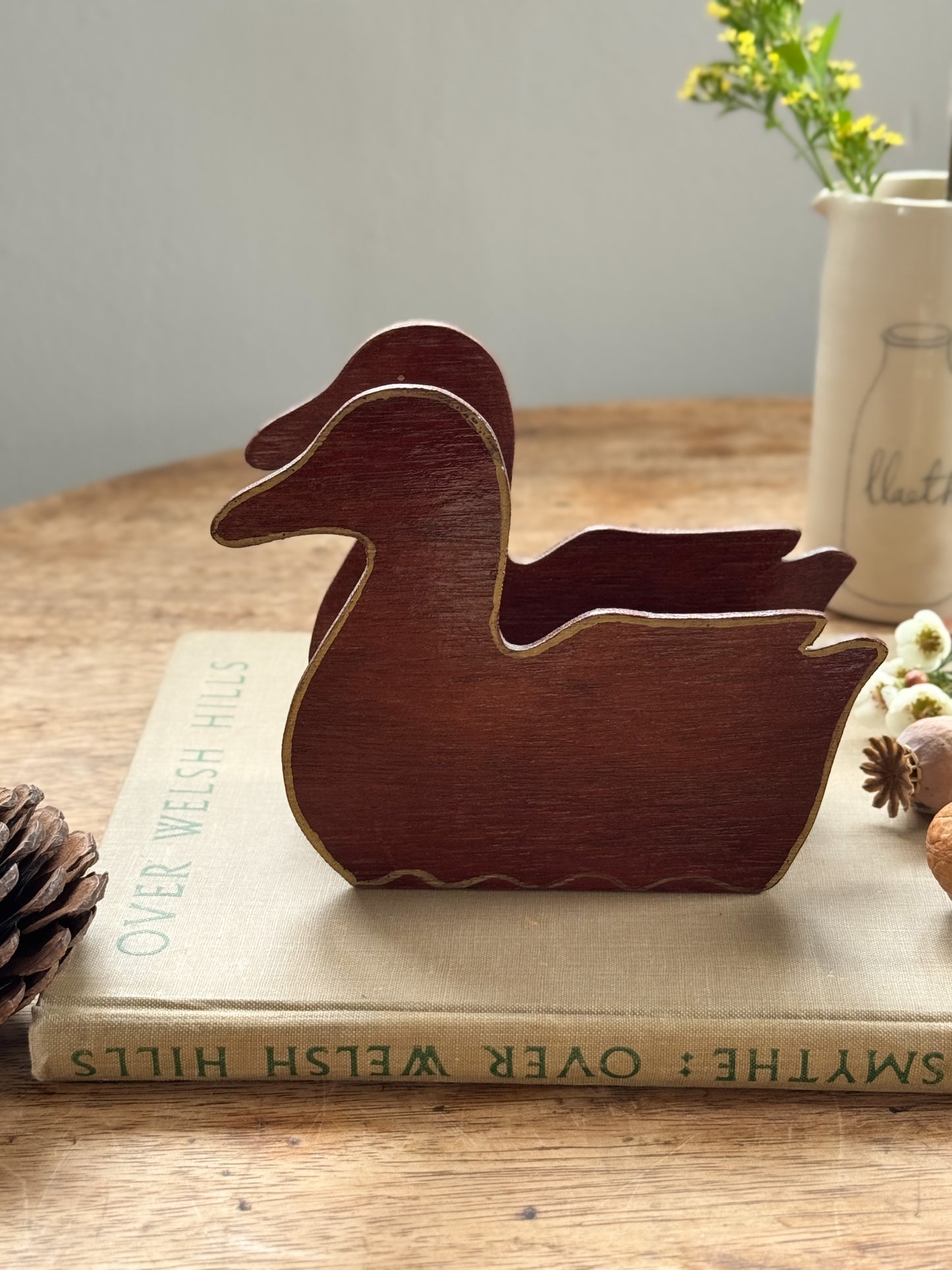 Vintage Midcentury Wooden Duck Keepsake Holder