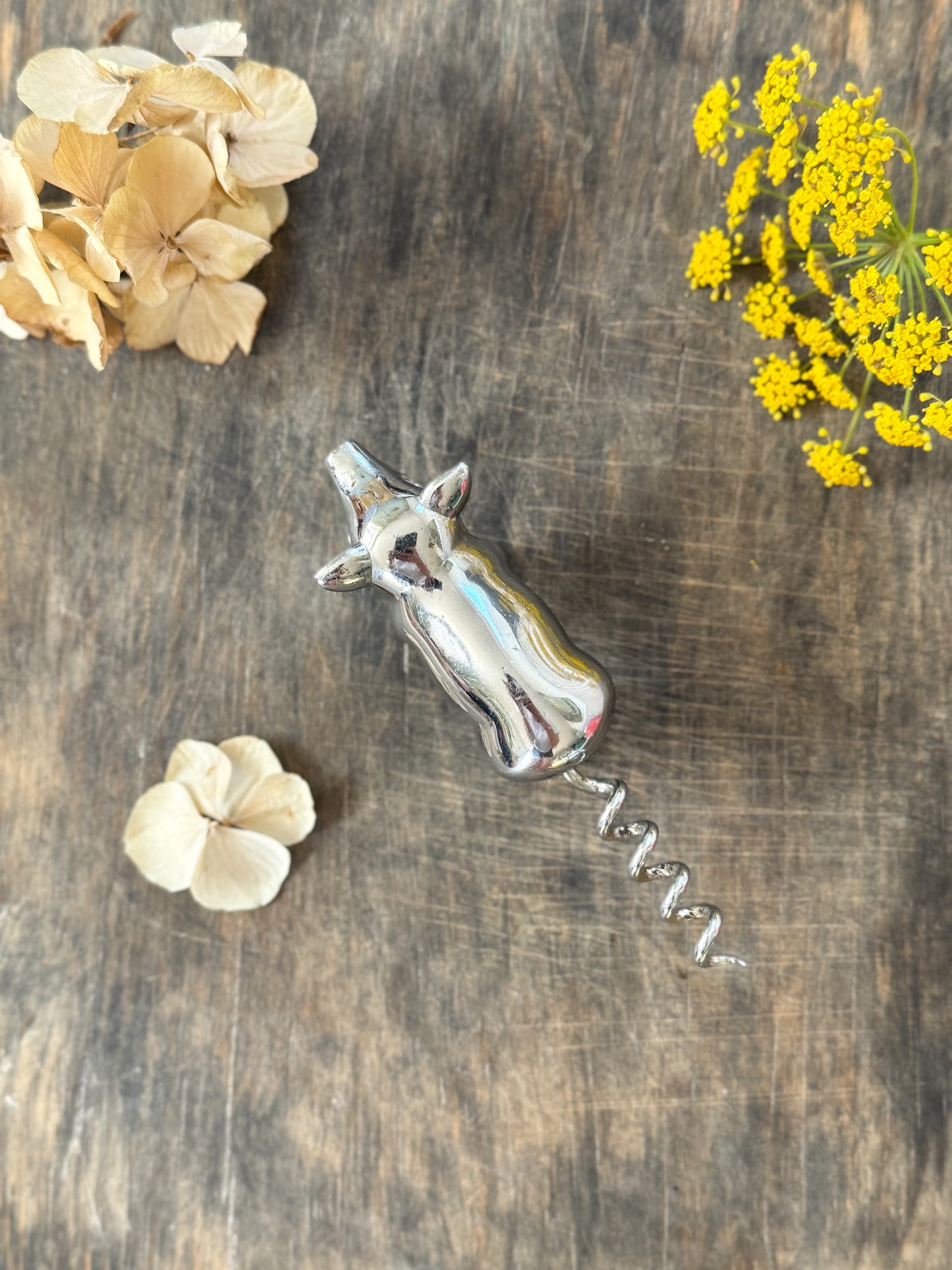 Vintage Chrome Little Pig Novelty Corkscrew