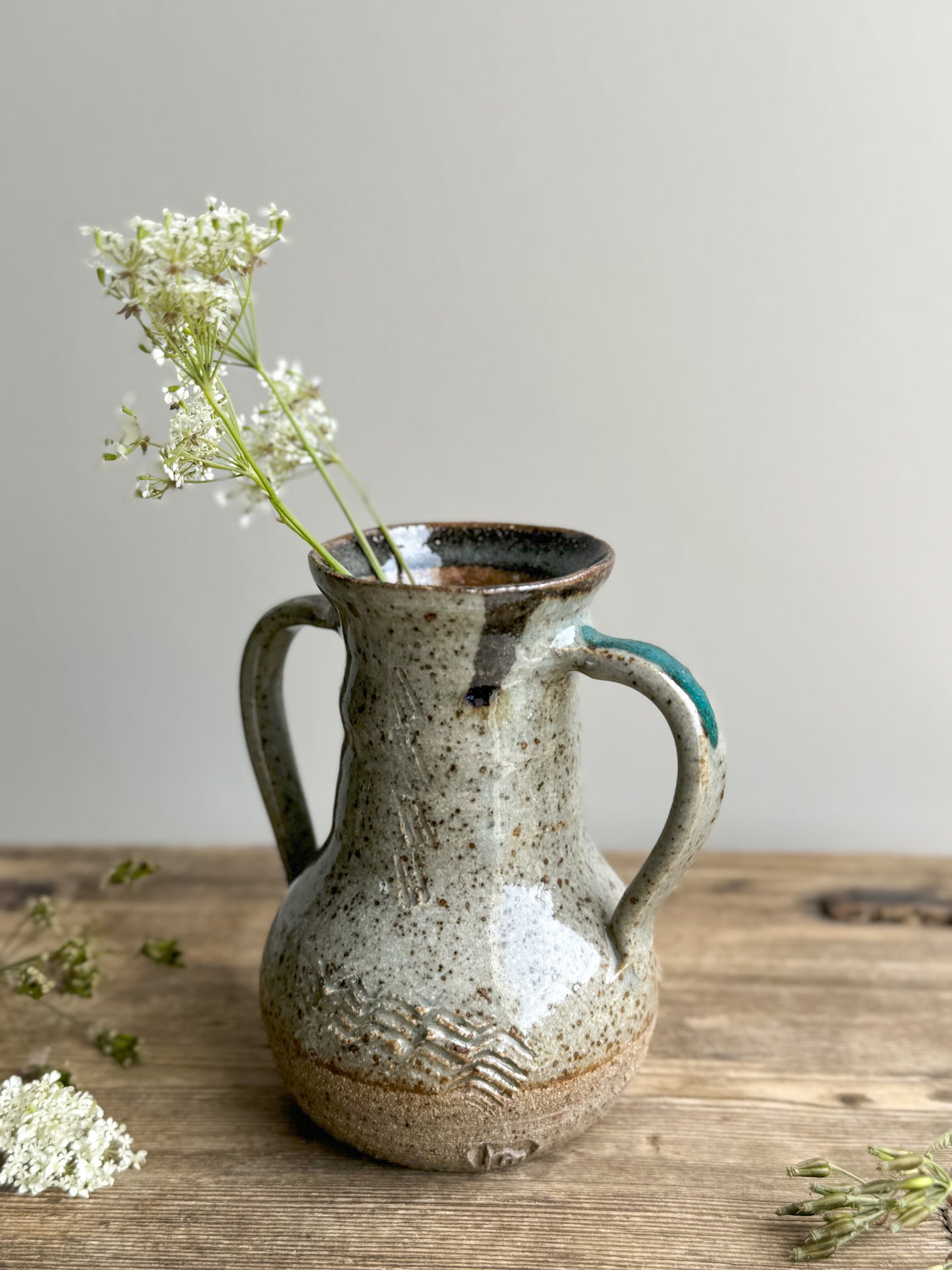 Miniature Abstract Glazed Studio Pottery Handled Pot