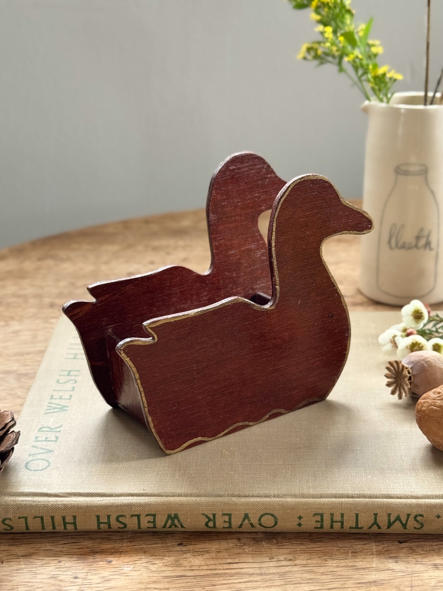 Vintage Midcentury Wooden Duck Keepsake Holder