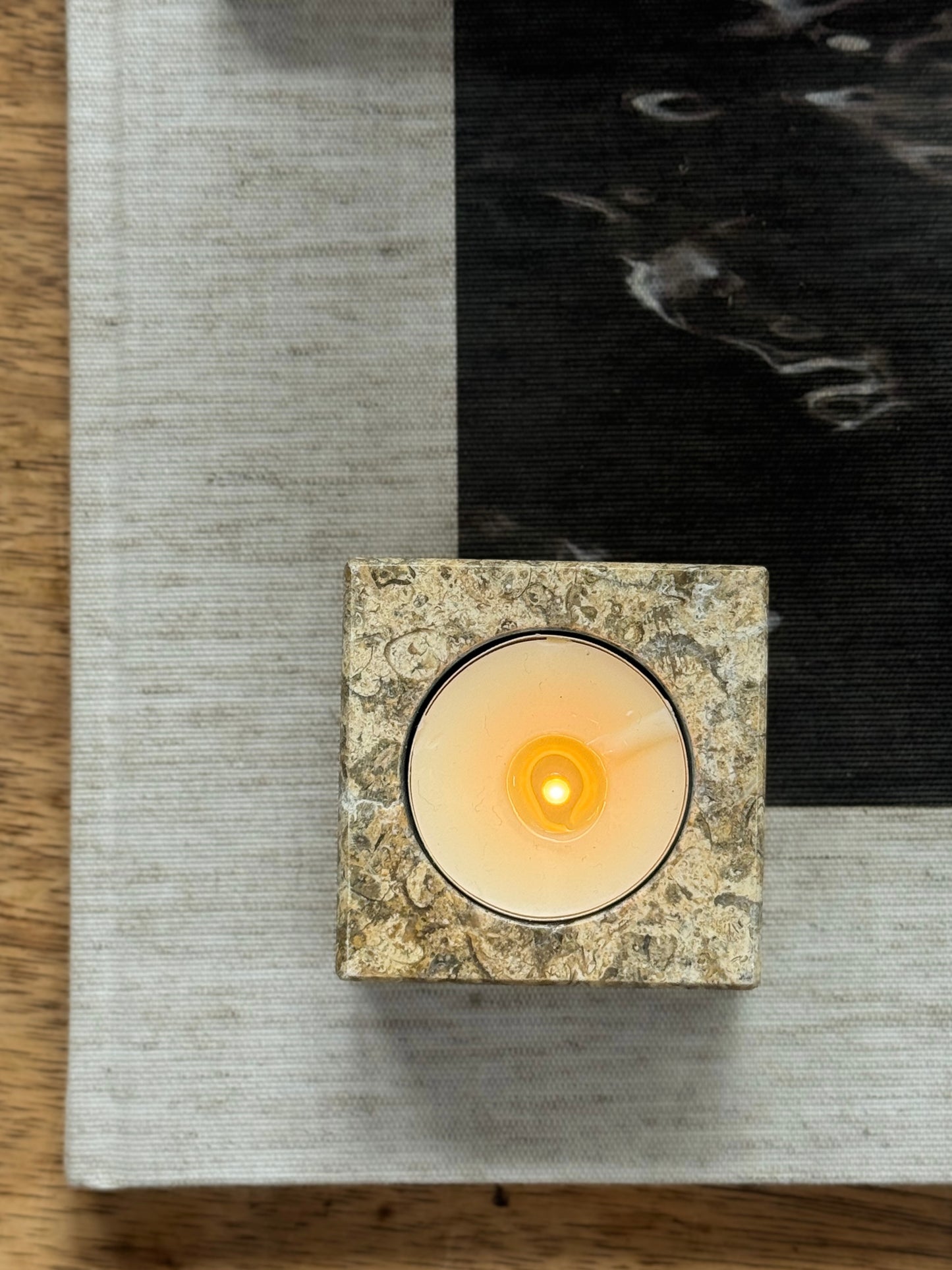 Polished Fossil Tealight Holder