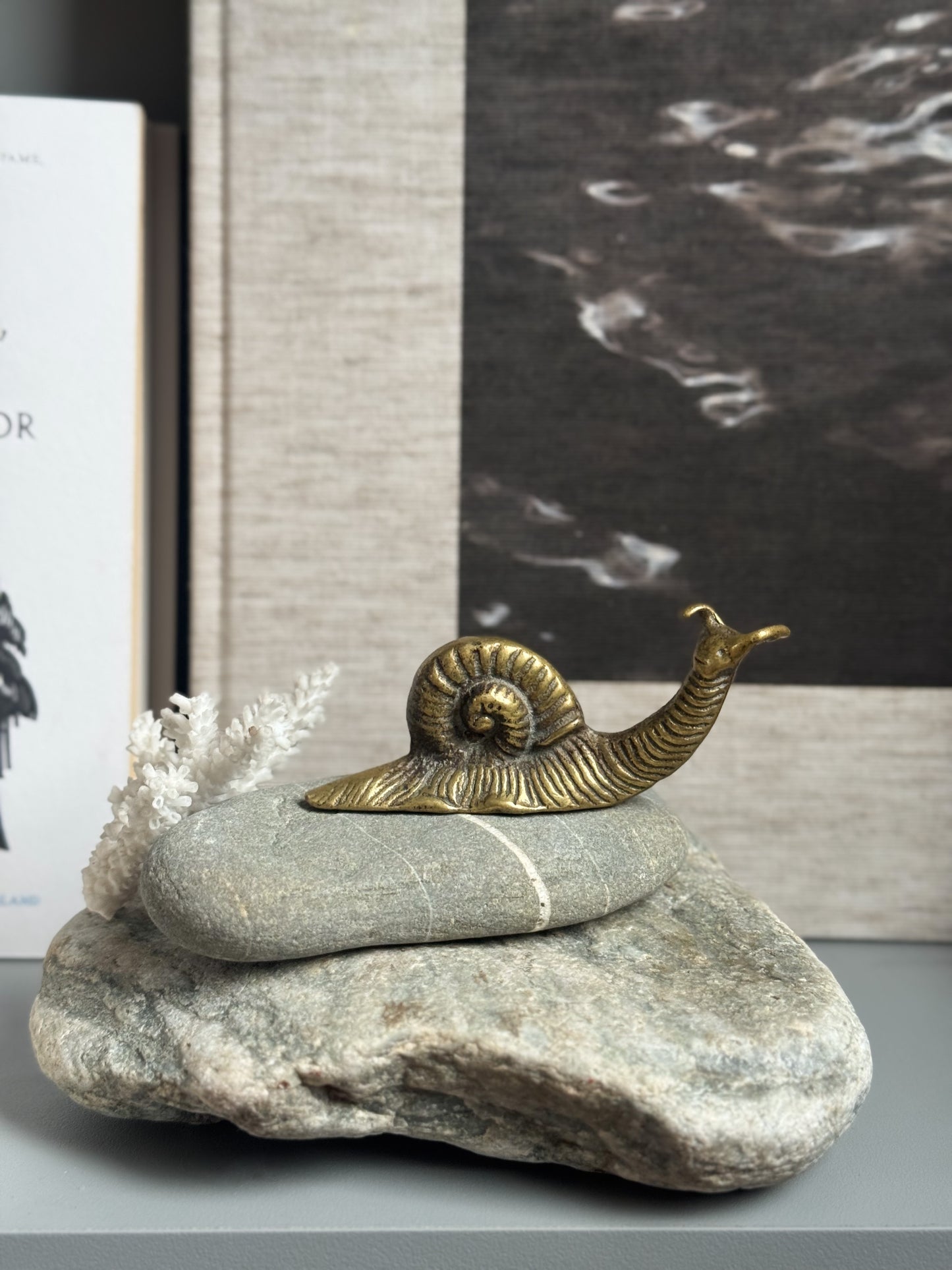 Vintage Solid Brass Snail Paperweight